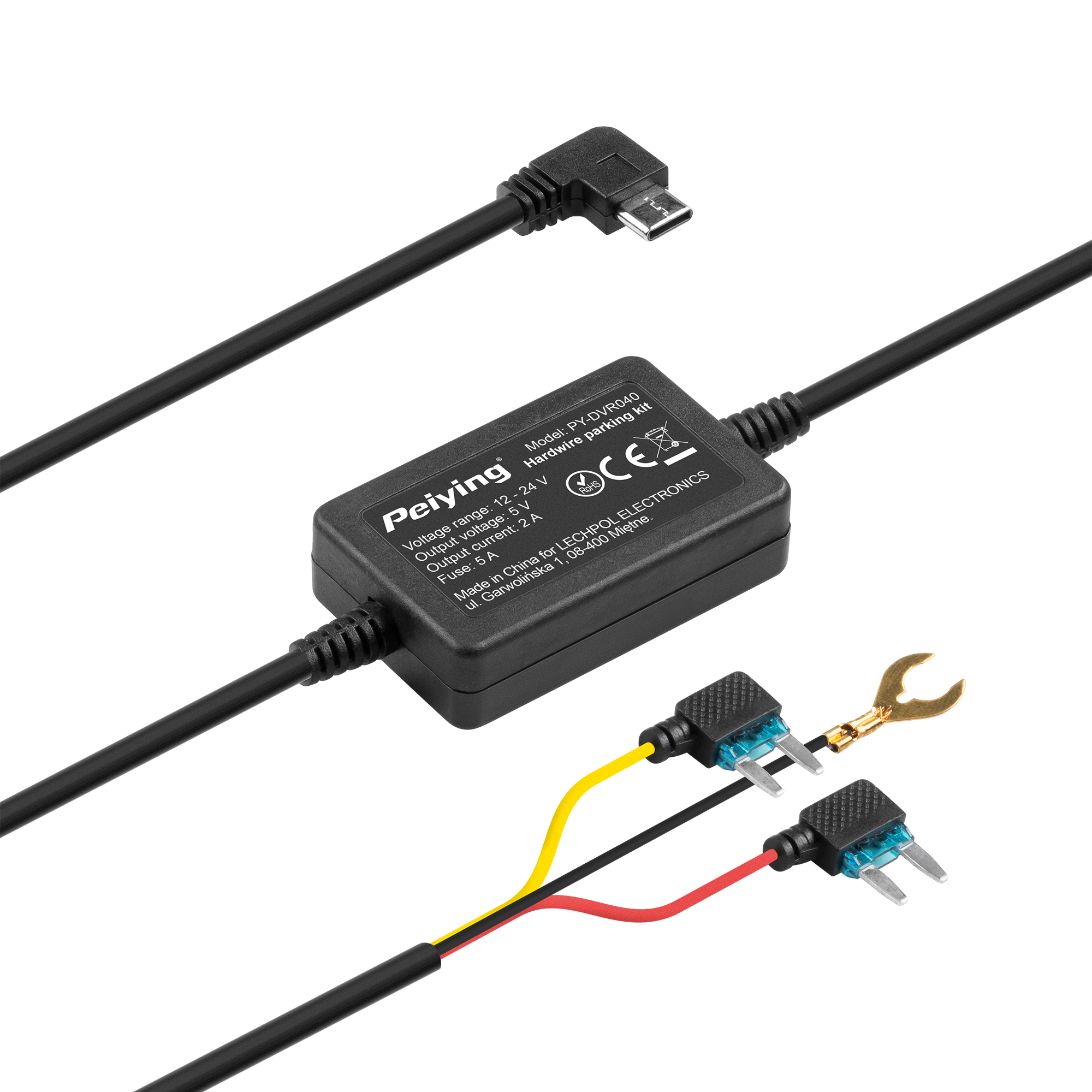 Peiying napájací adaptér do autokamery USB-C 12/24 V na 5 V 2 A L-PY-DVR040