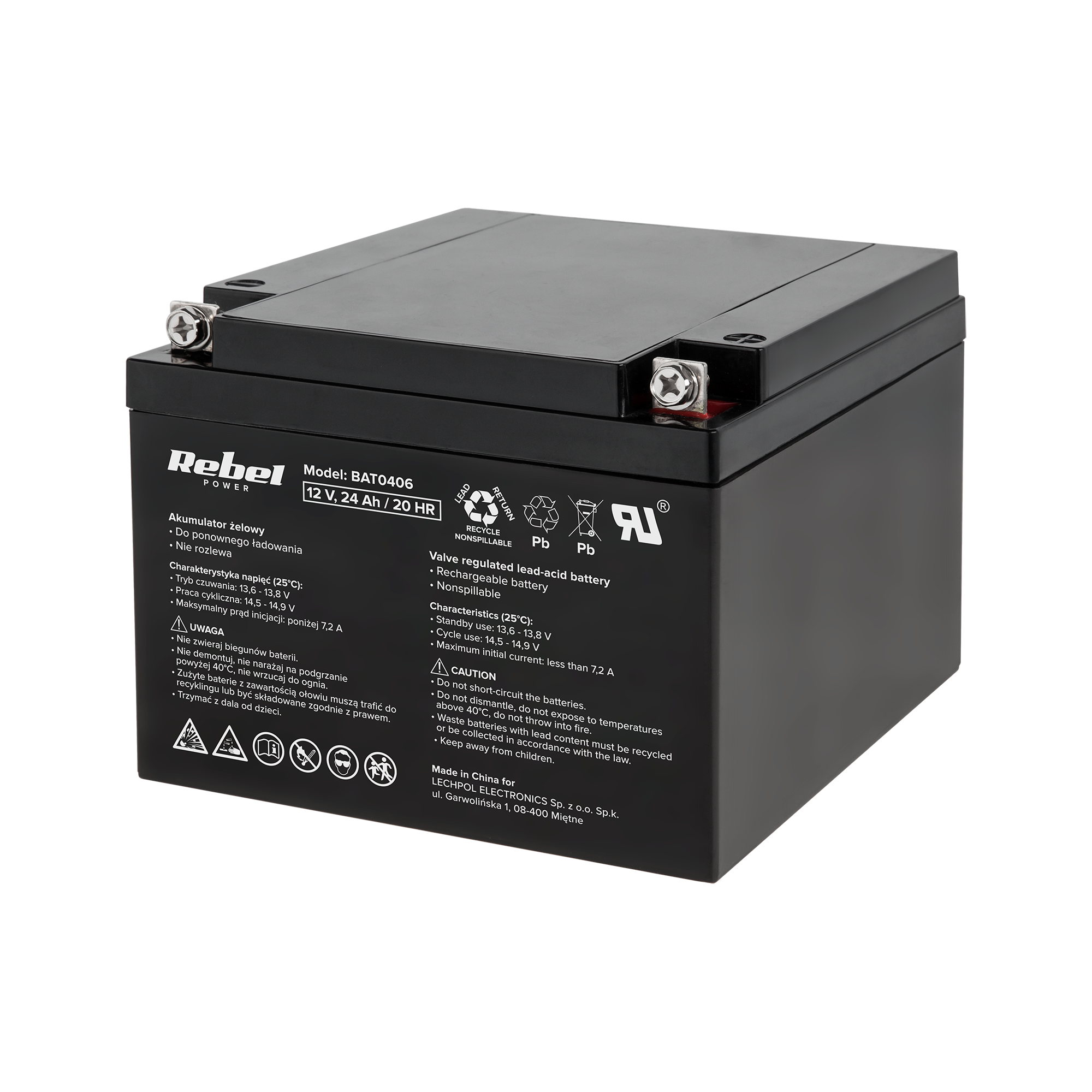 Rabelio gelio baterija 12V 24Ah