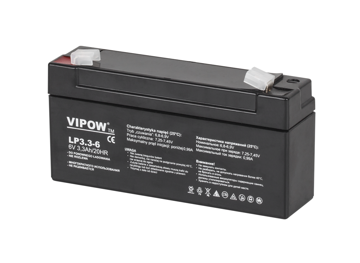 VIPOW 6V 3,3Ah gélová batéria