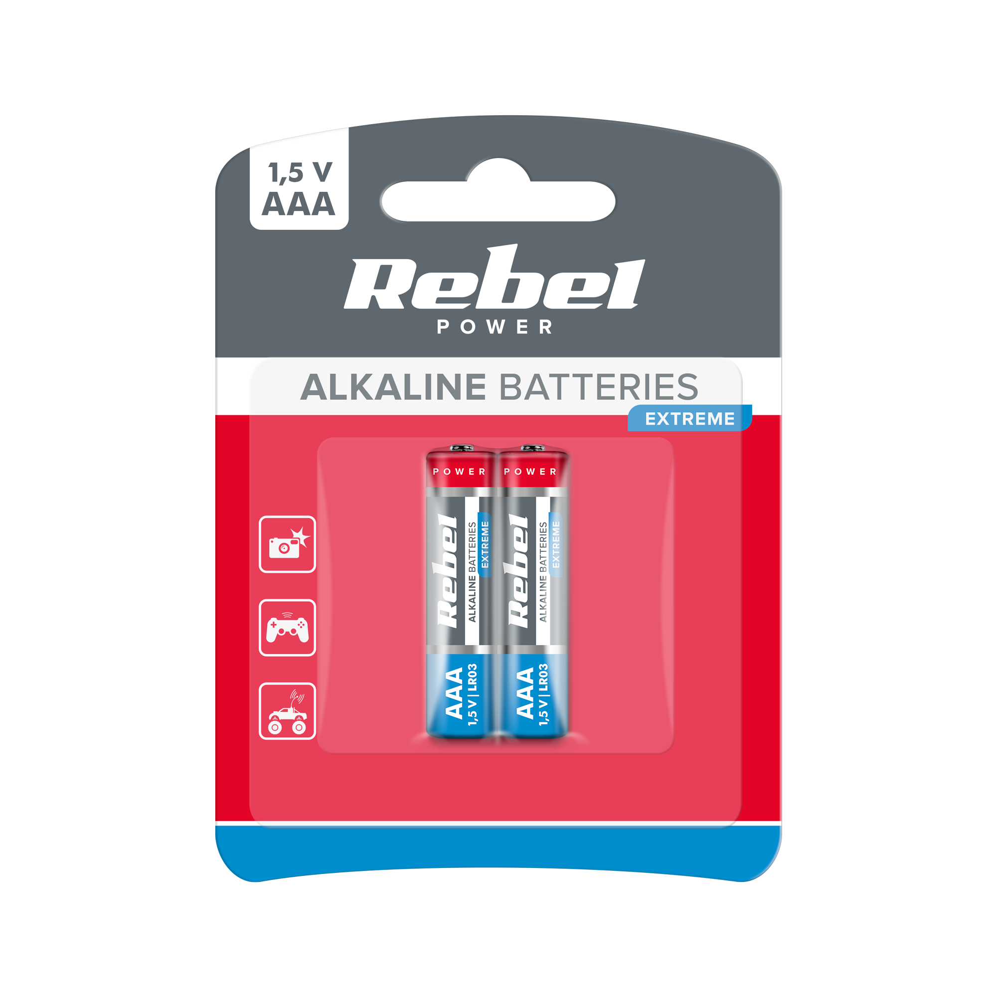 Alkalické AAA batérie LR03 1,5 V 2 ks Rebel Extreme L-BAT0090B