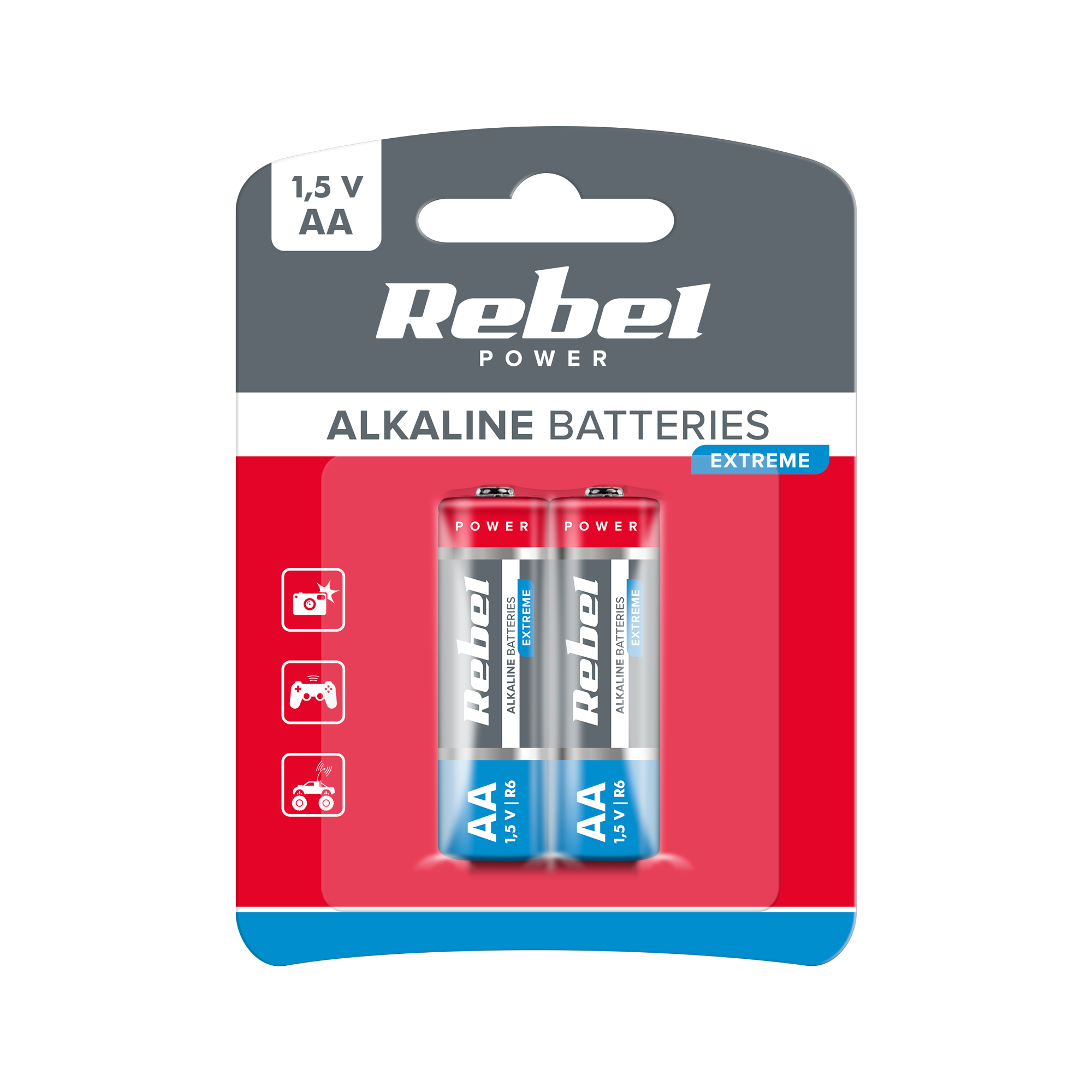 Alkalické batérie AA LR06 1,5 V 2 ks Rebel Extreme L-BAT0091B