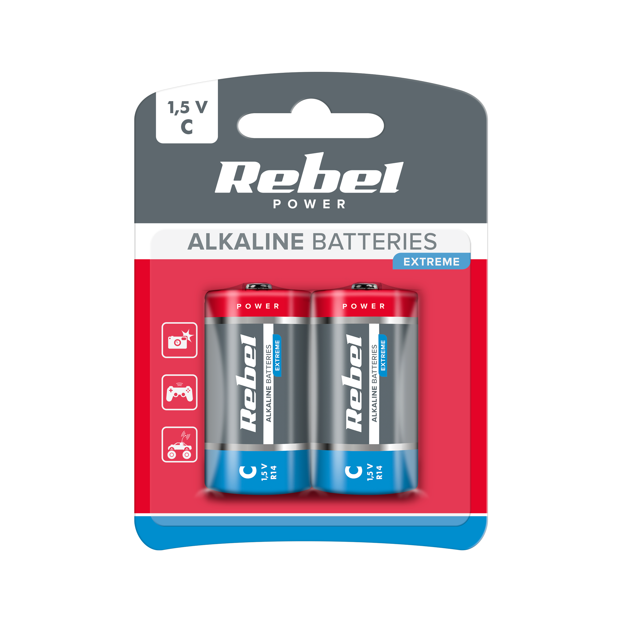 Alkalická batéria LR14 C 1,5 V 2 ks Rebel Extreme L-BAT0093B