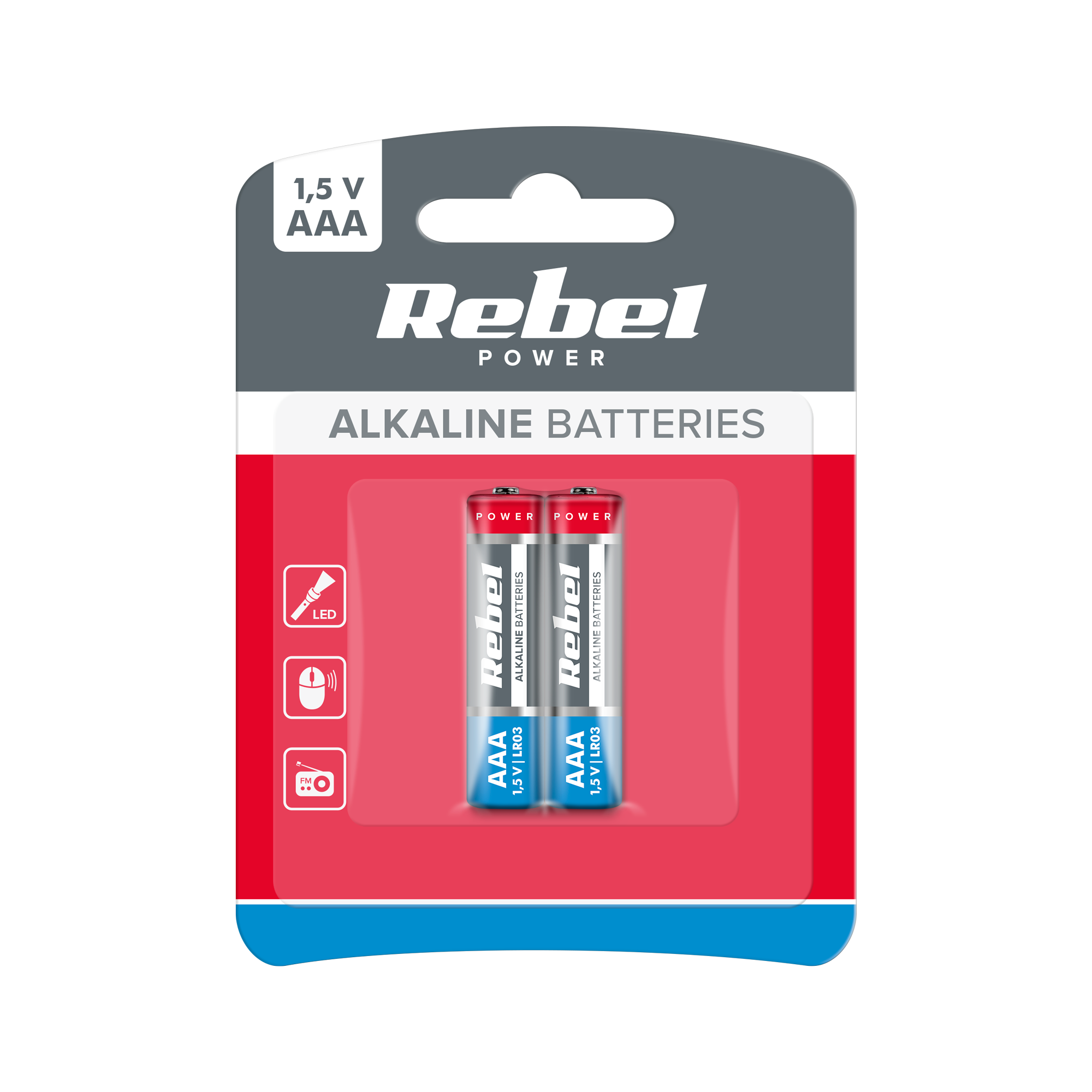 Alkalické AAA batérie 1,5 V 2 ks Rebel LR03 L-BAT0066B detail 2