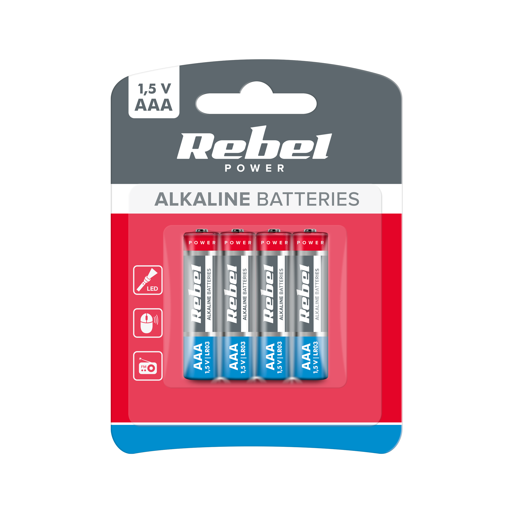 Alkalické batérie AAA 1,5 V LR03 Rebel 4 ks L-BAT0060B detail 2