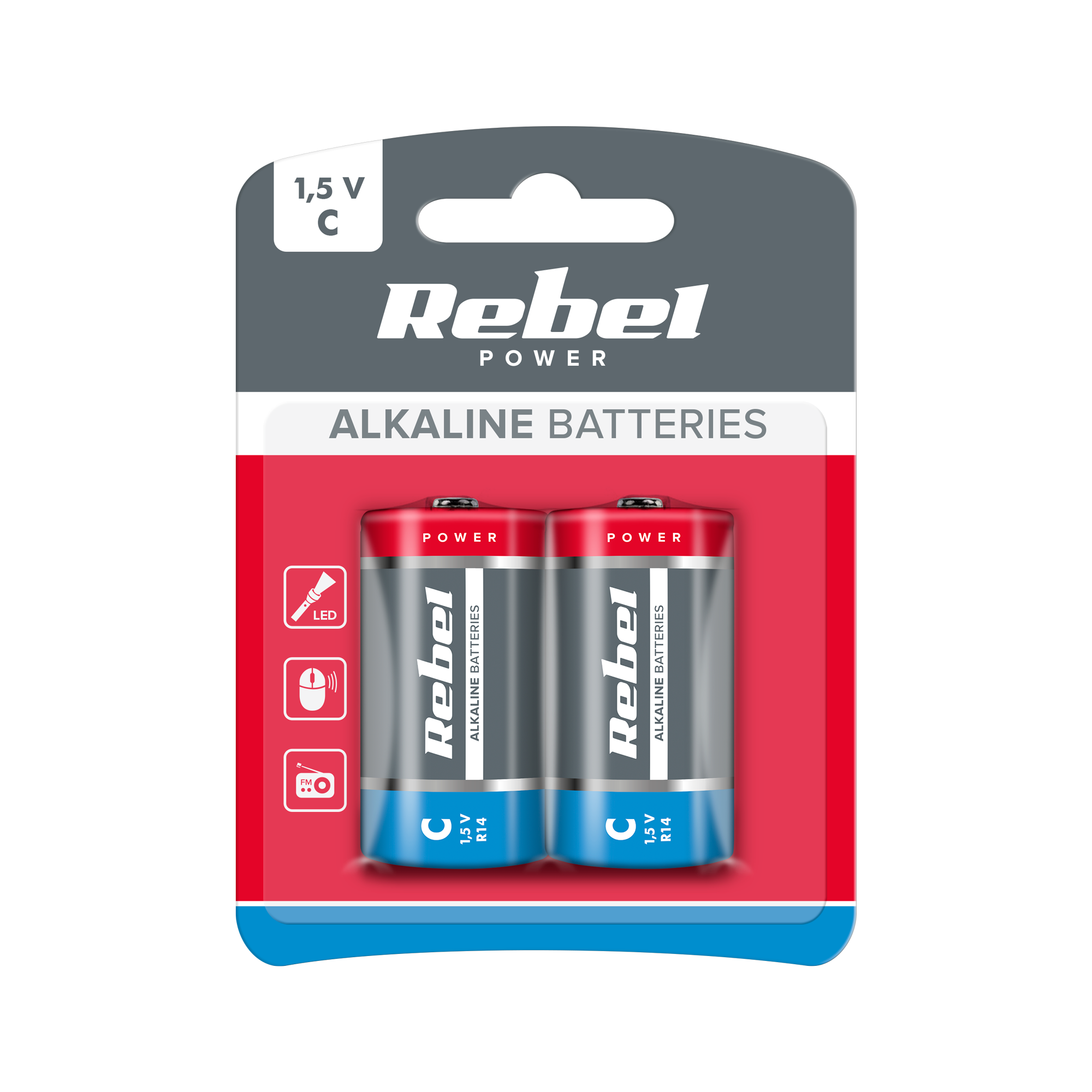 Alkalické batérie C LR14 1,5 V 2 ks Rebel L-BAT0063B