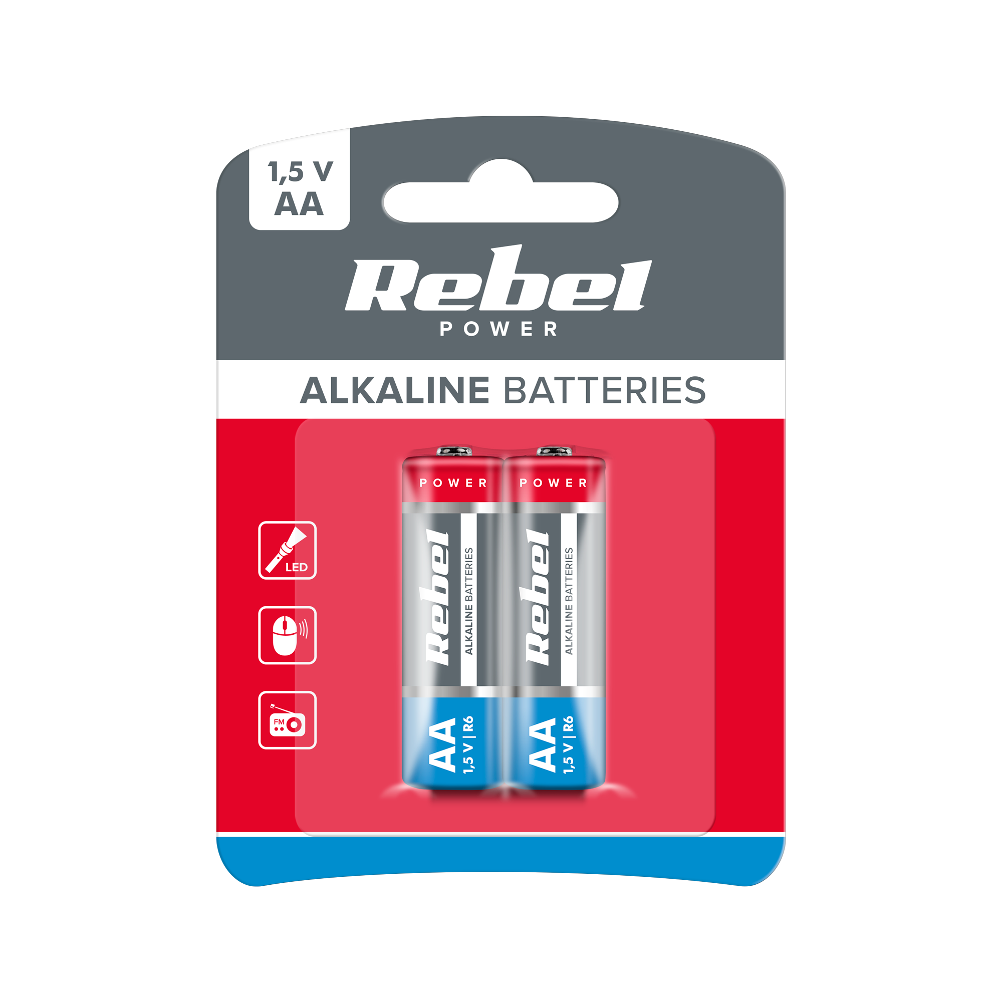 Alkalické AA batérie LR6 1,5 V 2 ks Rebel L-BAT0067B