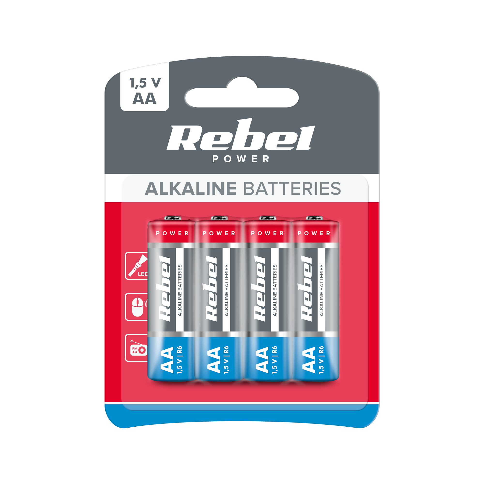 Alkalické batérie AA 1,5 V LR6 4 ks Rebel L-BAT0061B