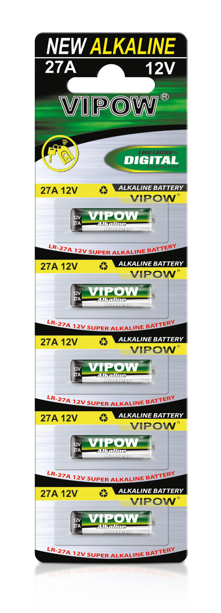 Alkalická batéria LR27 A 12 V Vipow 5 ks L-BAT0068B