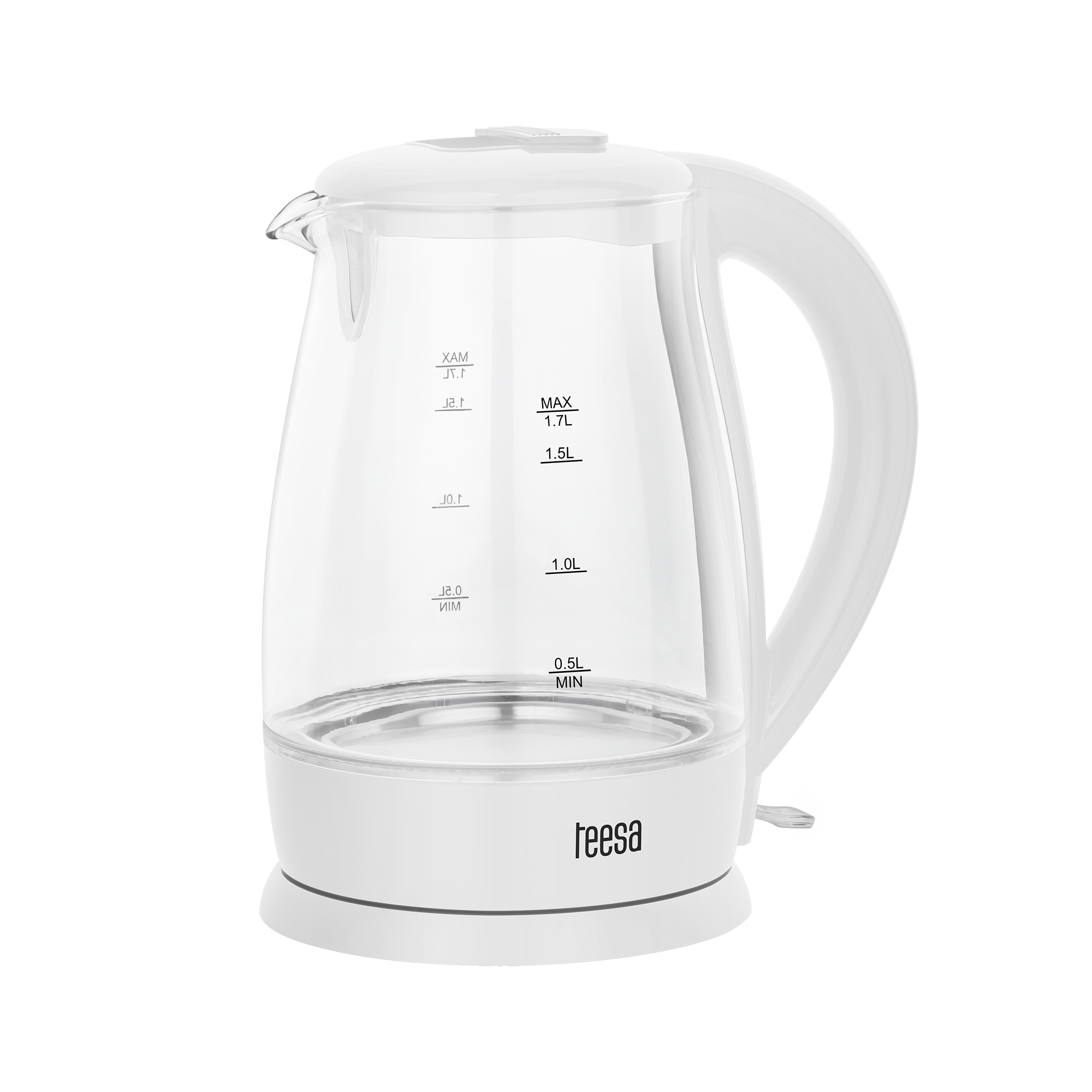 Czajnik elektryczny TEESA, szklany, 2200 W, biały, 1,7 L