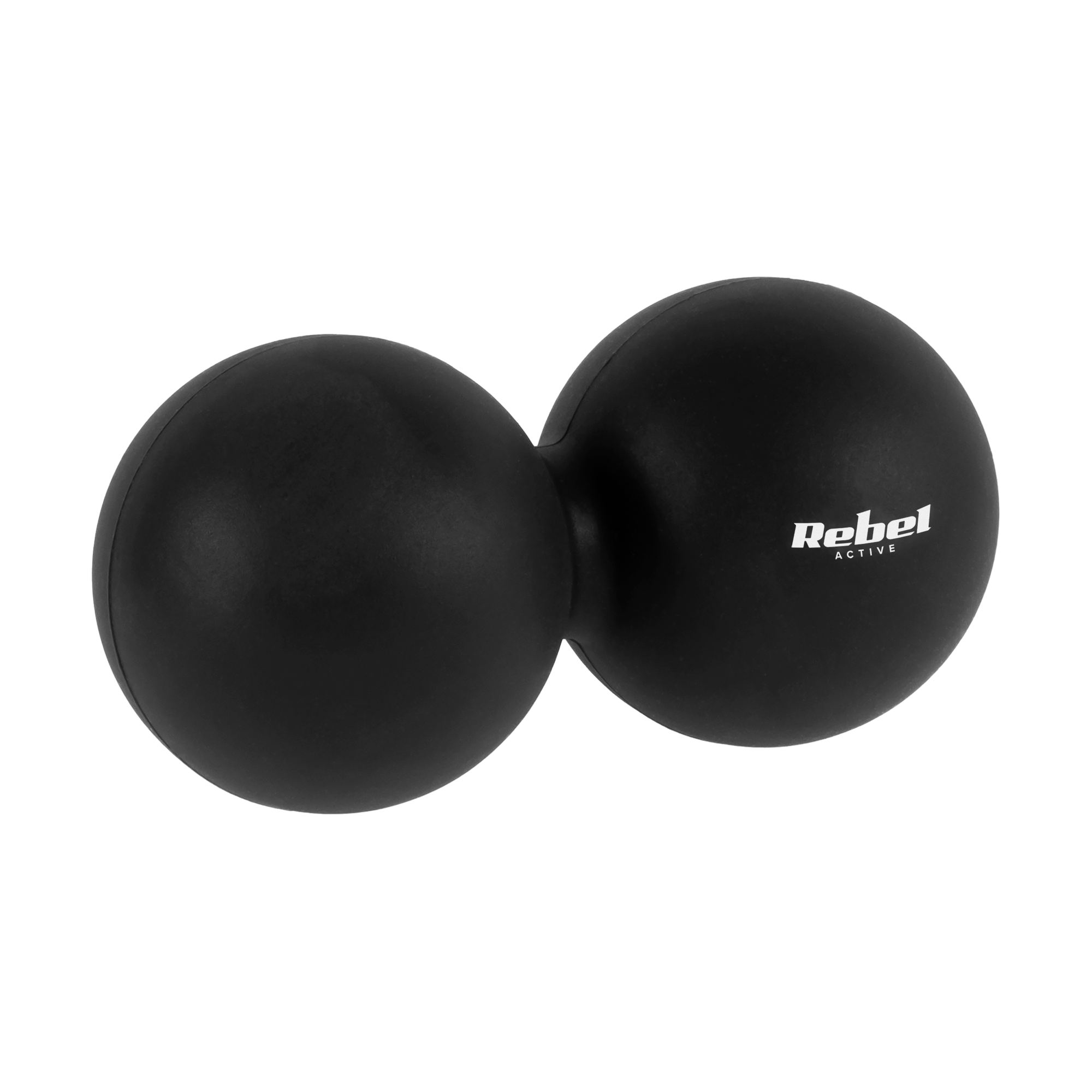 Duoball podwójna piłka do masażu 6.2cm, kolor czarny, materiał silikon, REBEL ACTIVE
