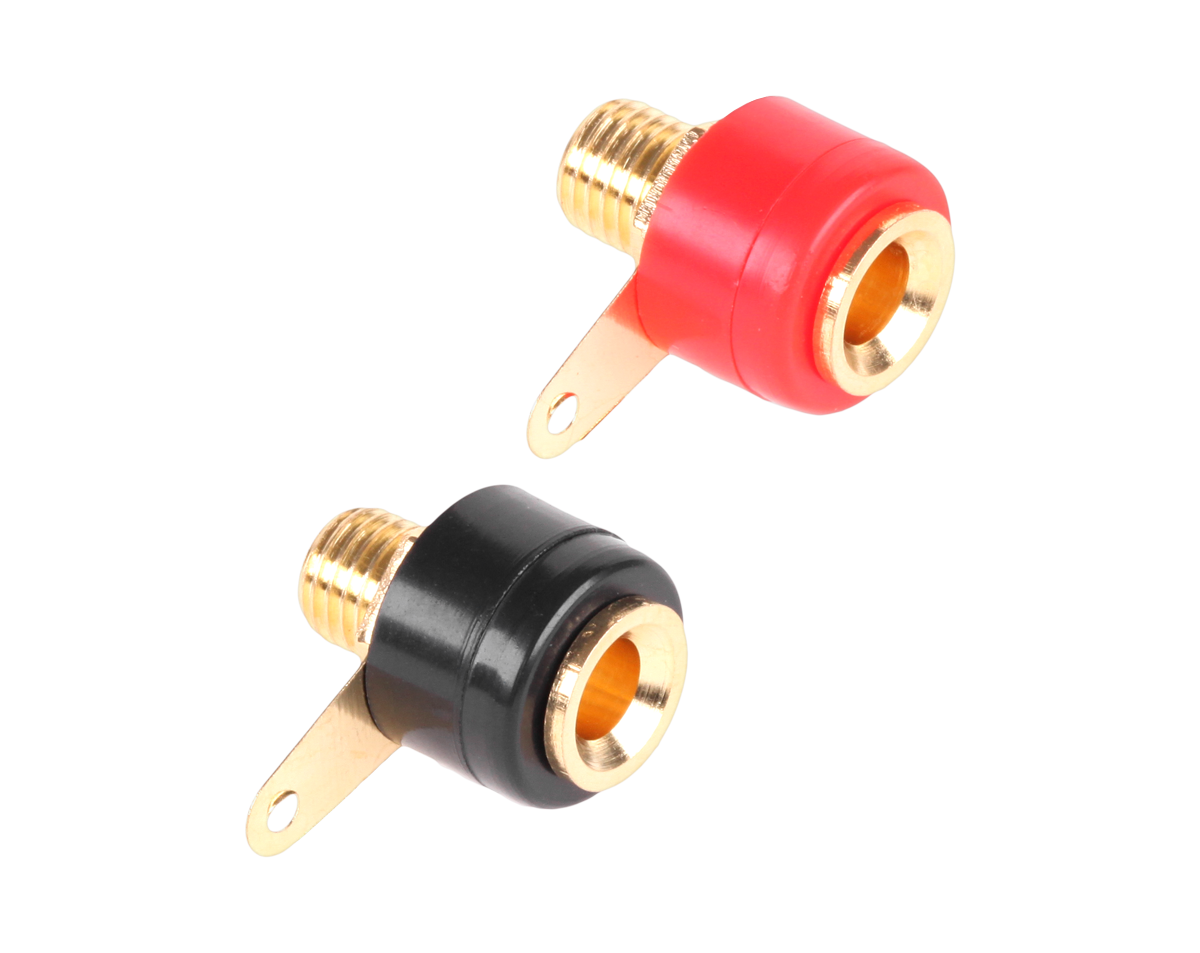 Gniazdo bananowe montażowe złocone plastikowe (czarne/czerwone) Cabletech