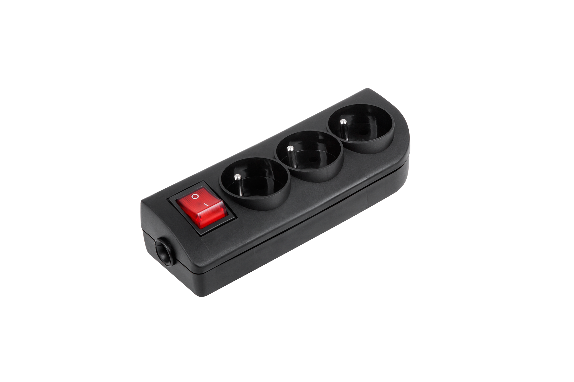 Gniazdo przedłużacza x 3 z uziemieniem i wyłącznikiem czarne GN-30W-2