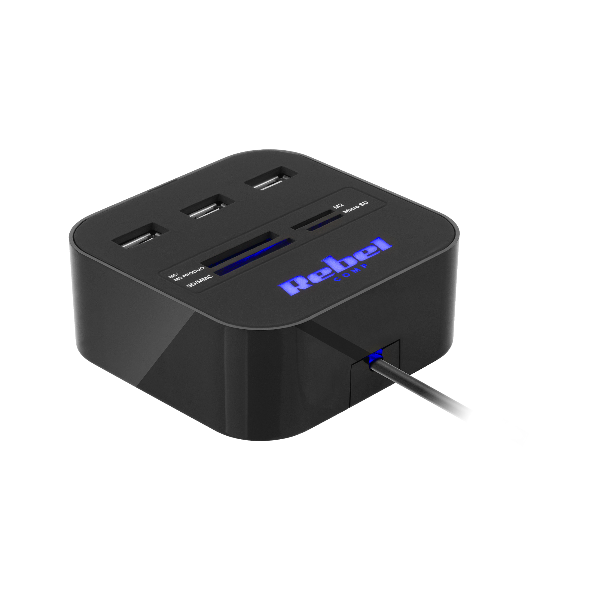 HUB USB 2.0 3 portowy z czytnikiem kart pamięci