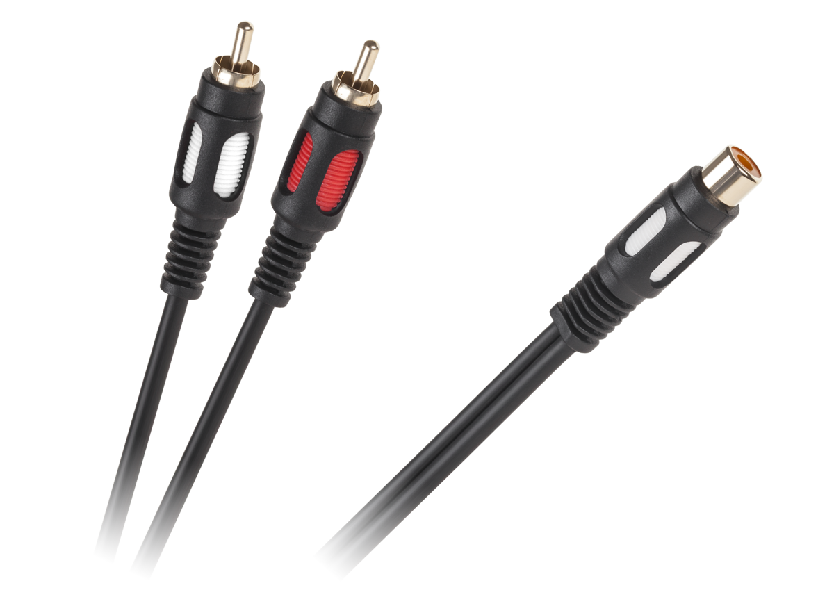 Kabel 1RCA gniazdo - 2 wtyki RCA 25cm