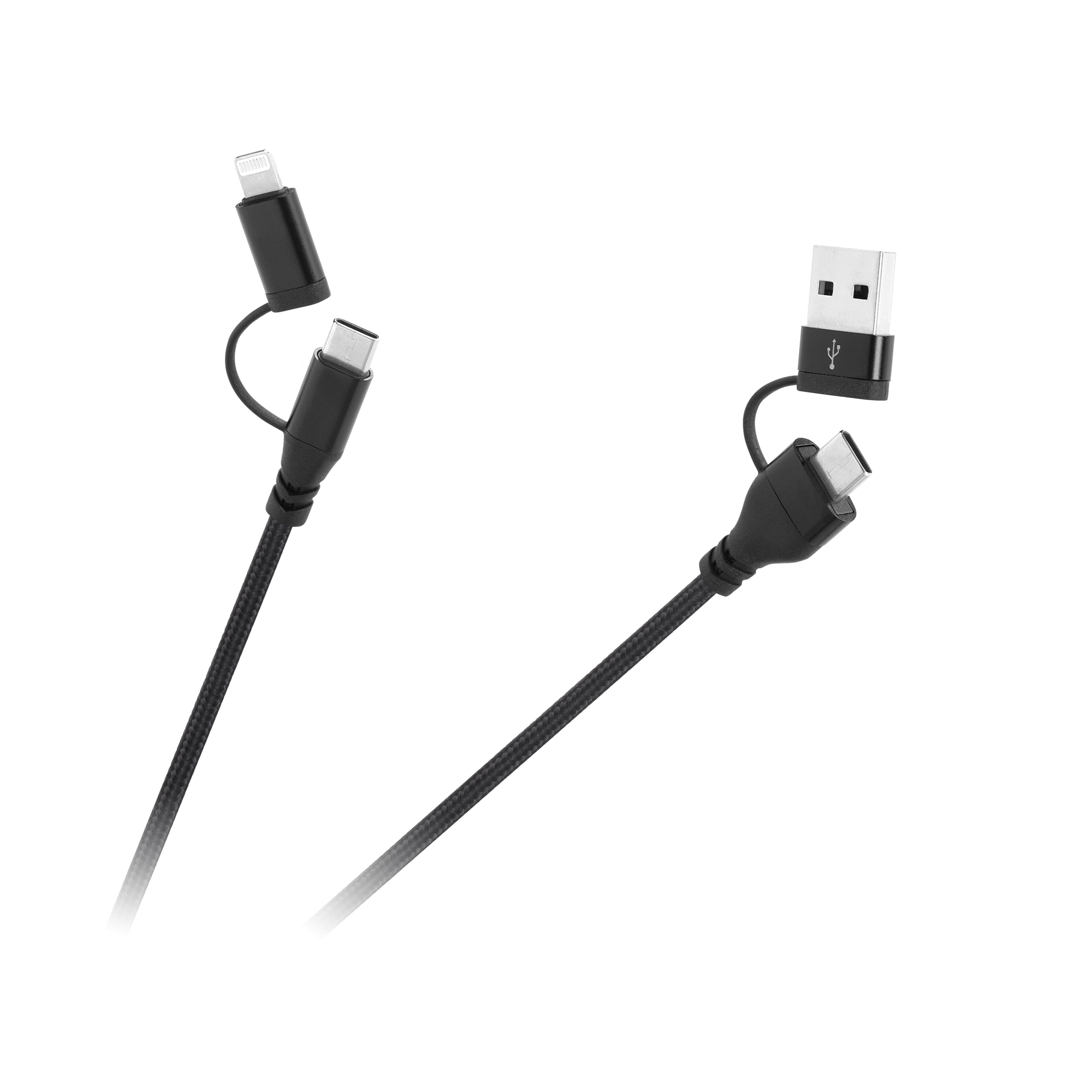 Kabel wtyk USB A/C - wtyk USB C/lightning (2+2) 1m