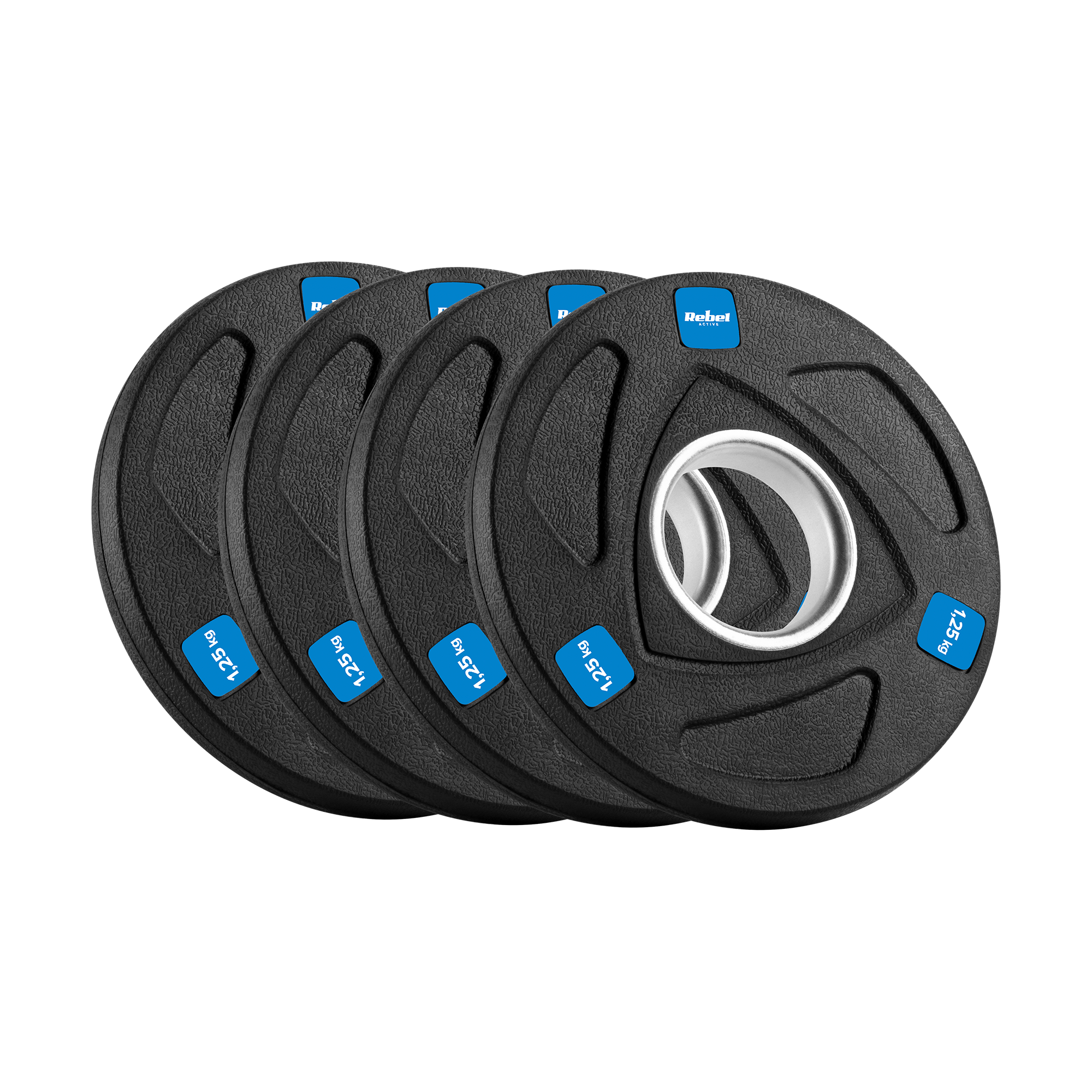 Obciążenie żeliwne olimpijskie gumowane zestaw 4x1.25kg, otwór 51mm , REBEL ACTIVE