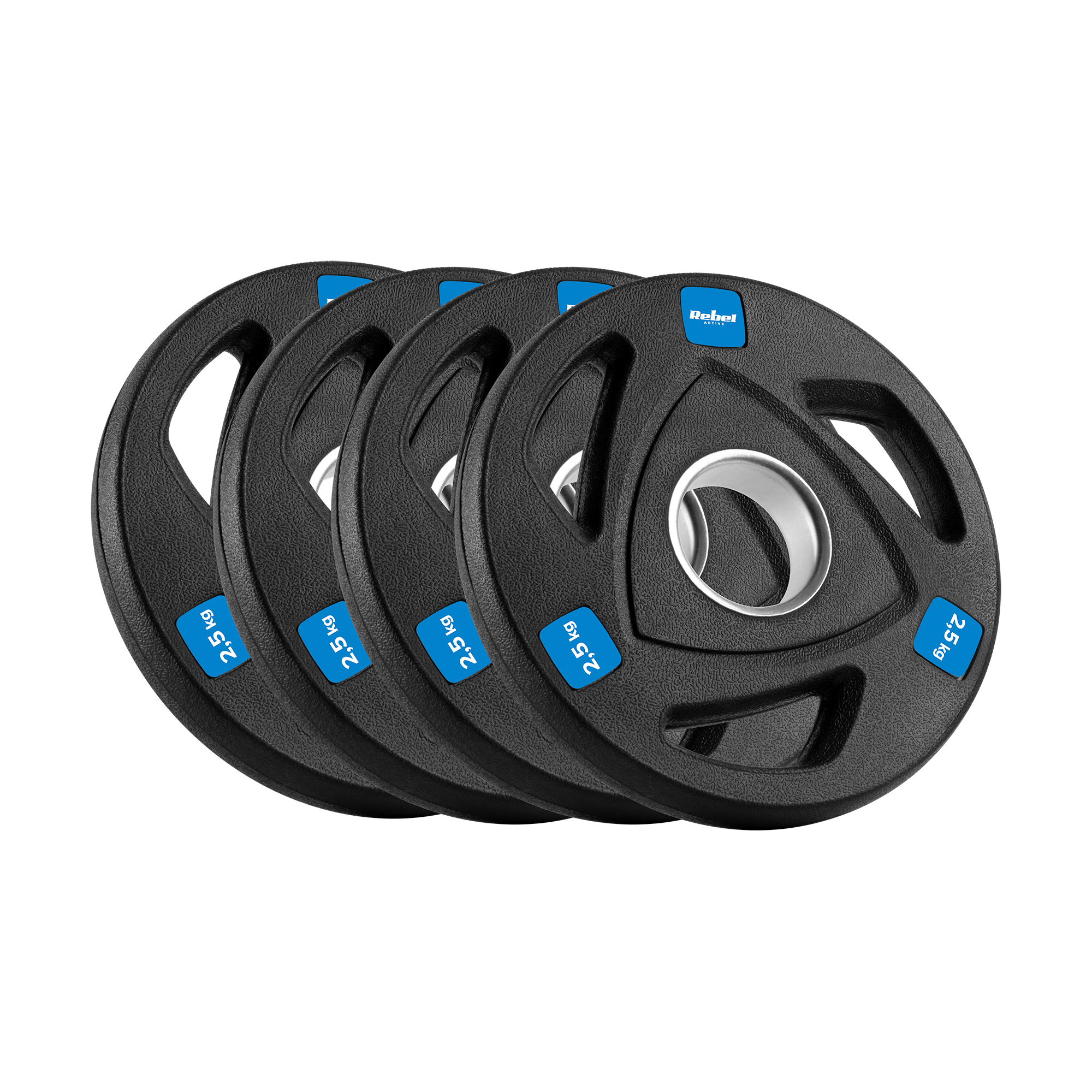 Obciążenie żeliwne olimpijskie gumowane zestaw 4x2.5kg, otwór 51mm , REBEL ACTIVE