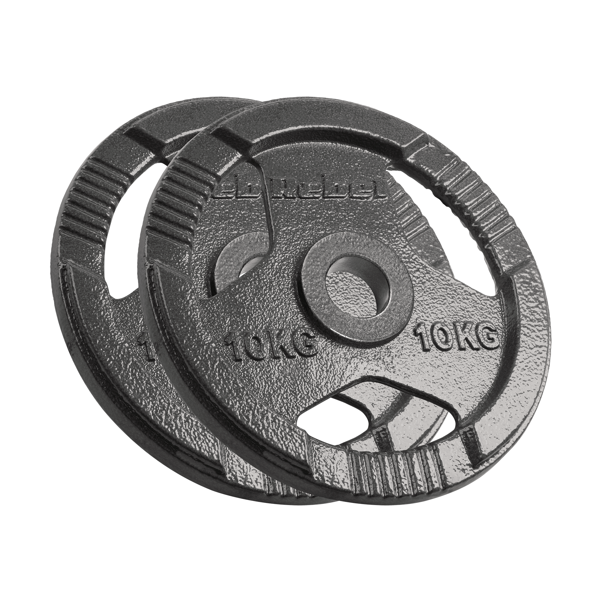 Obciążenie żeliwne olimpijskie zestaw 2x10kg, otwór 51mm, talerz z uchwytami, REBEL ACTIVE