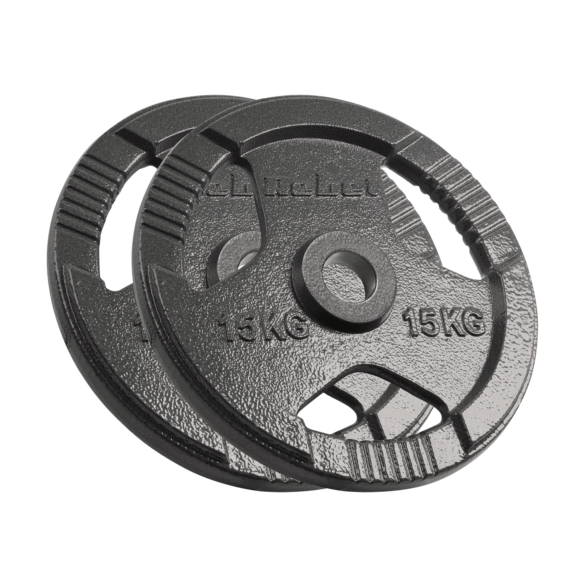 Obciążenie żeliwne olimpijskie zestaw 2x15kg, otwór 51mm, talerz z uchwytami, REBEL ACTIVE