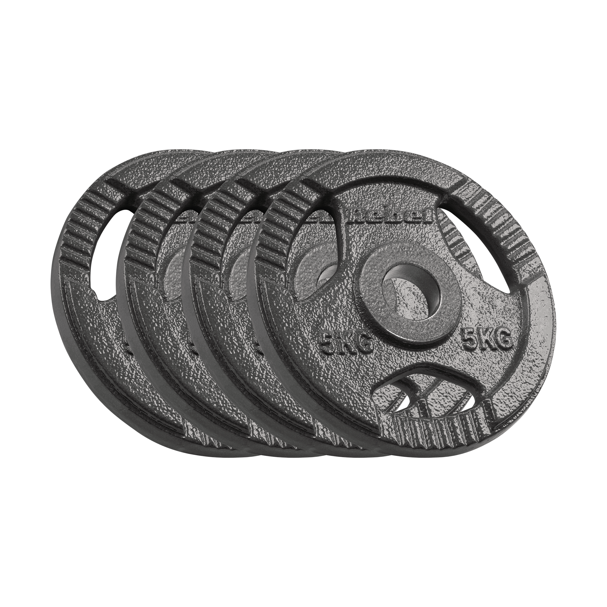 Obciążenie żeliwne olimpijskie zestaw 4x5kg, otwór 51mm, talerz z uchwytami, REBEL ACTIVE