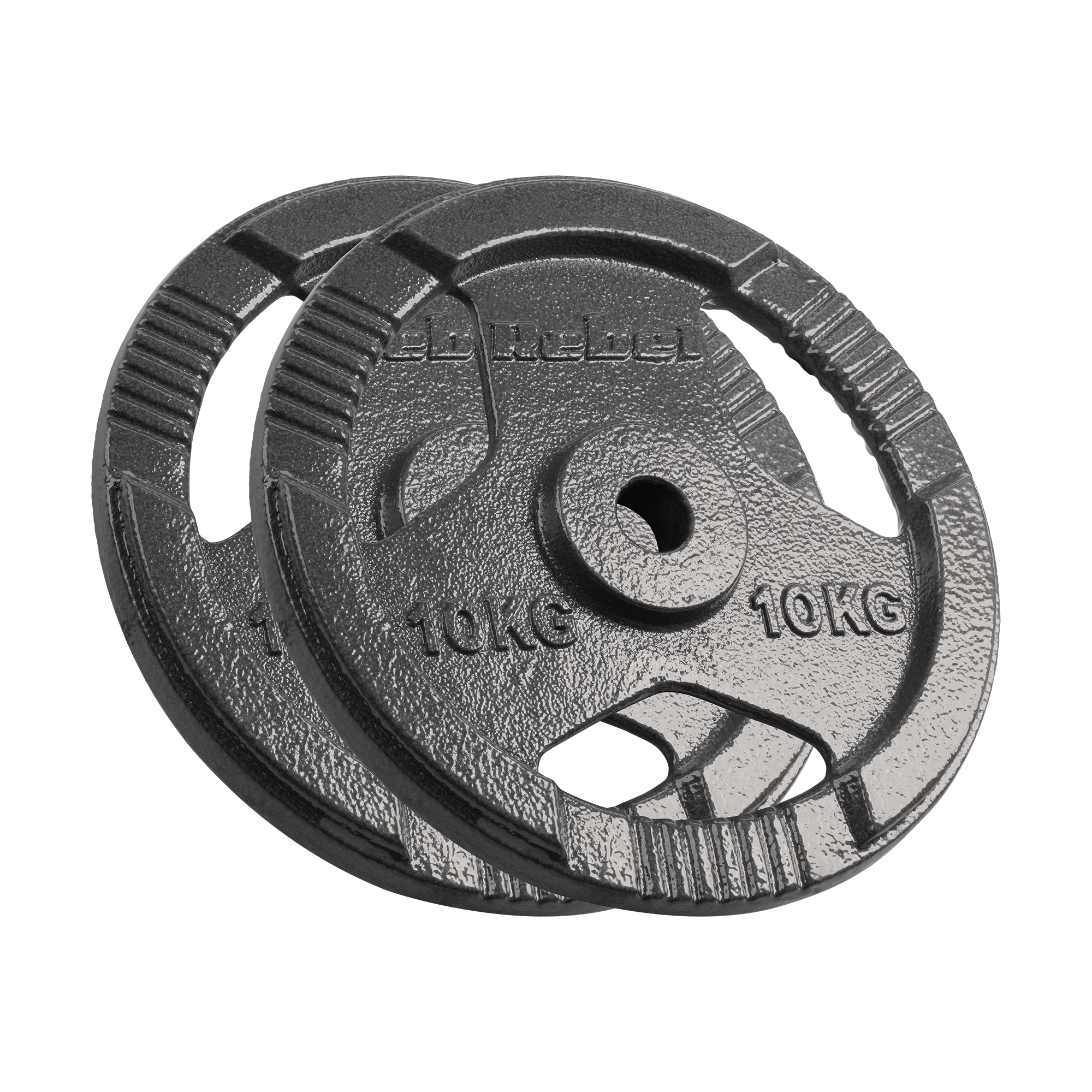 Obciążenie żeliwne zestaw 2x10kg, otwór 31mm, talerz z uchwytami, REBEL ACTIVE
