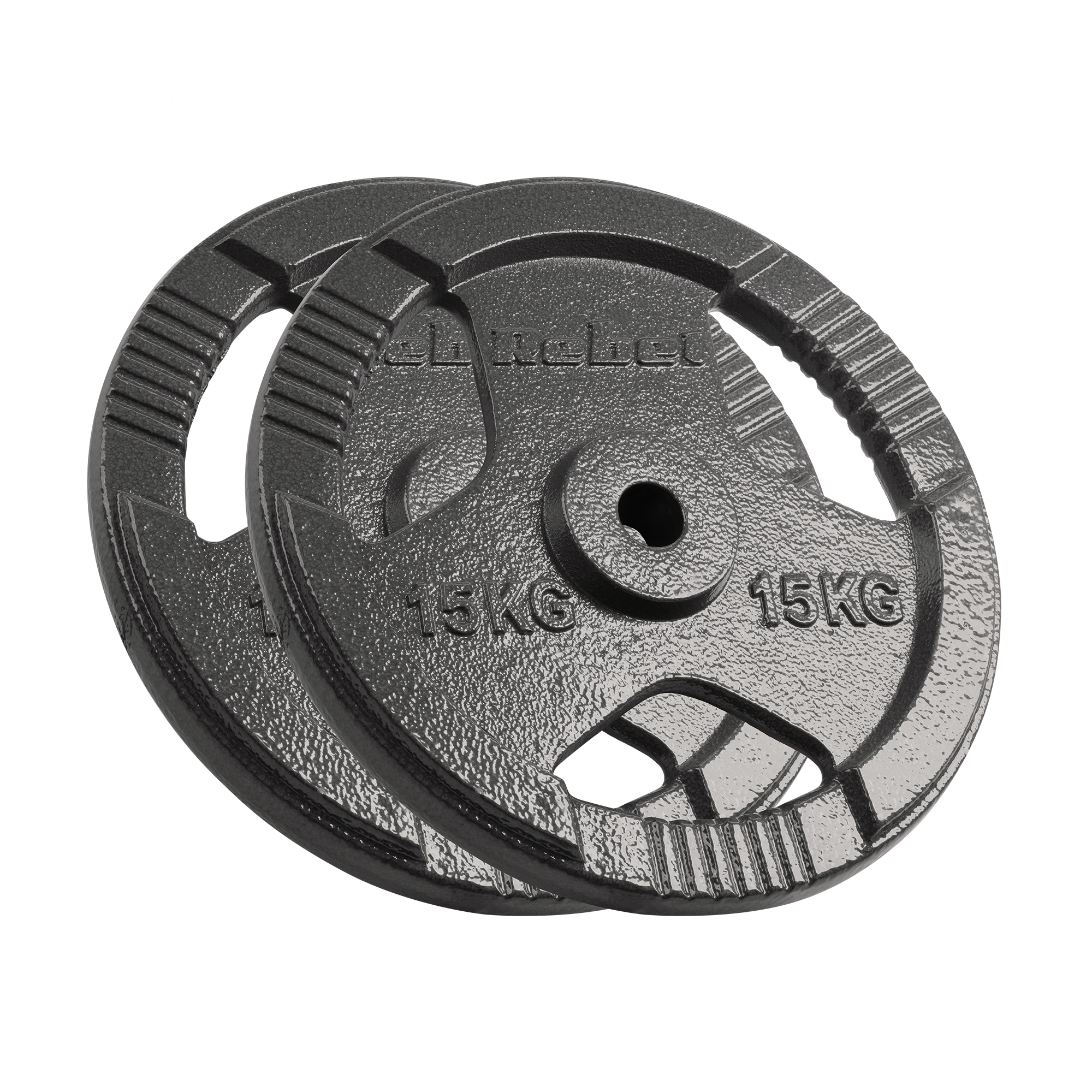 Obciążenie żeliwne zestaw 2x15kg, otwór 31mm, talerz z uchwytami, REBEL ACTIVE