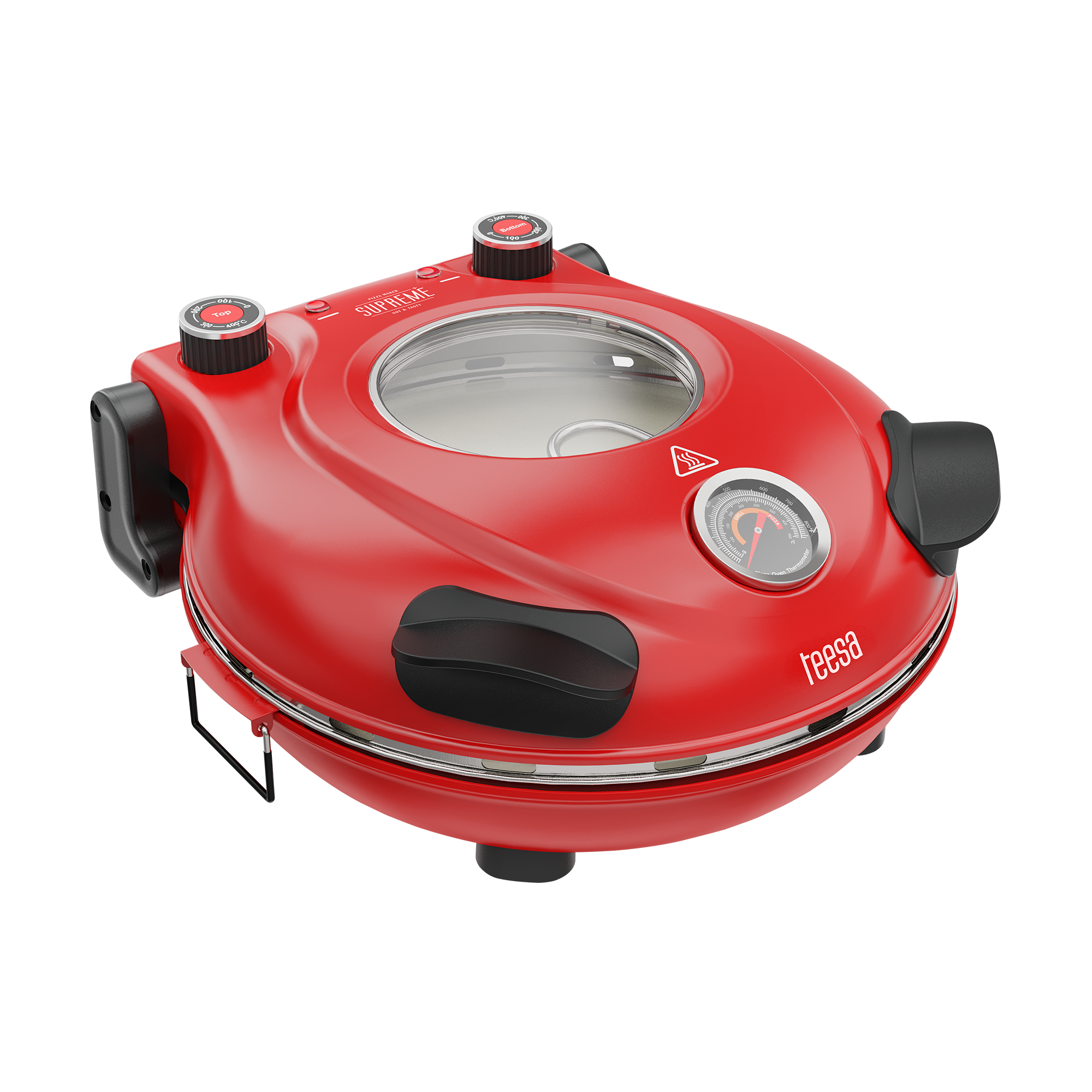 Piec do pizzy TEESA SUPREME + , 1200 W, 32 cm , okienko , wyjmowany kamień, sterowanie dwiema grzałkami
