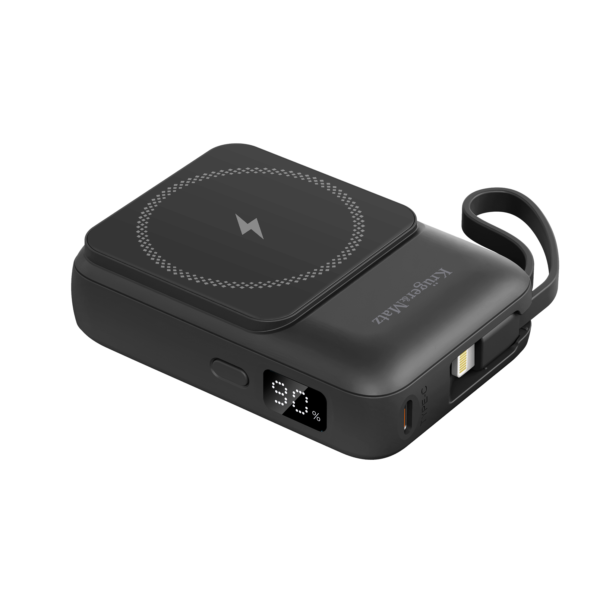 POWERBANK indukcyjny Kruger&Matz 10000 mAh magnetyczny z kablem czarny