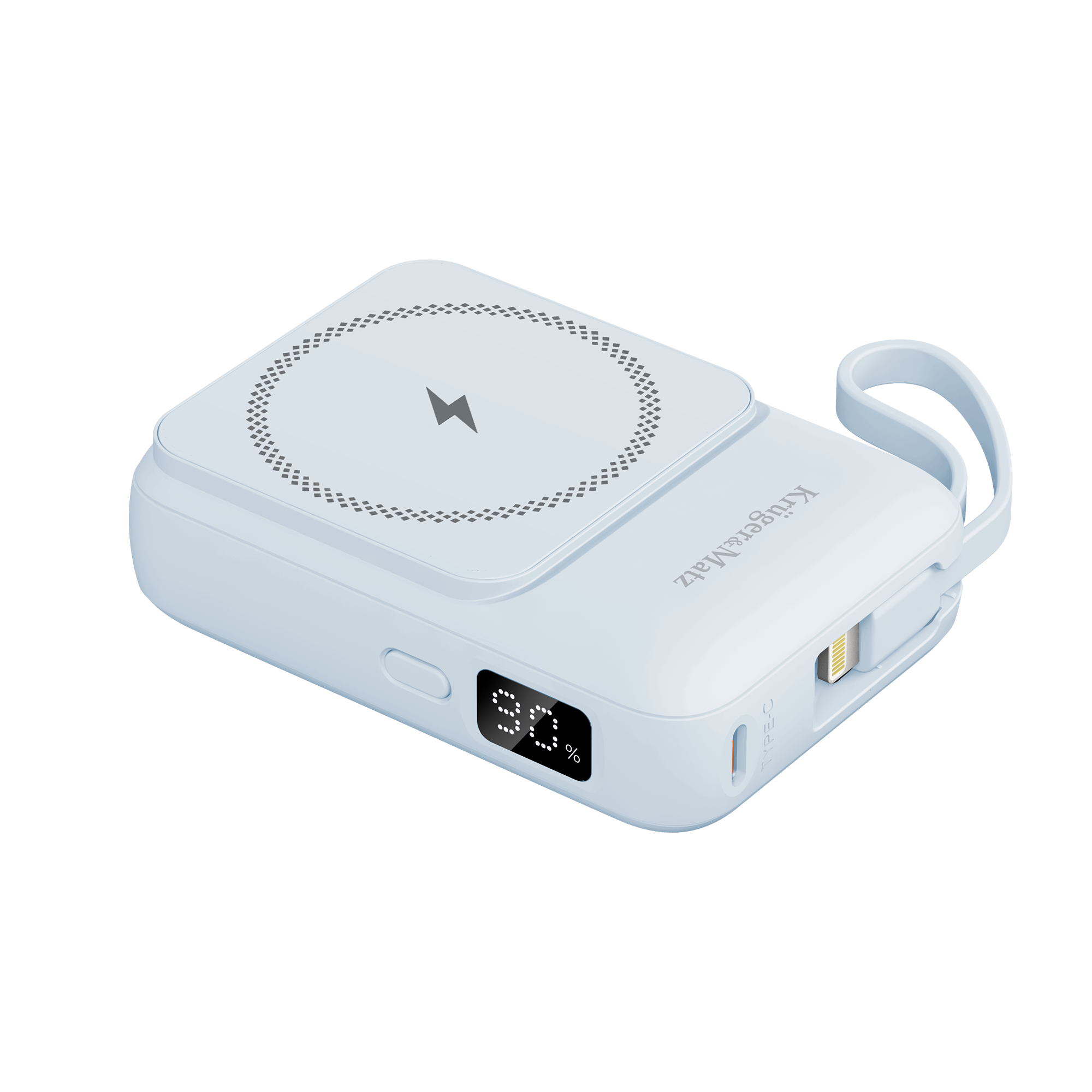 POWERBANK indukcyjny Kruger&Matz 10000 mAh magnetyczny z kablem niebieski