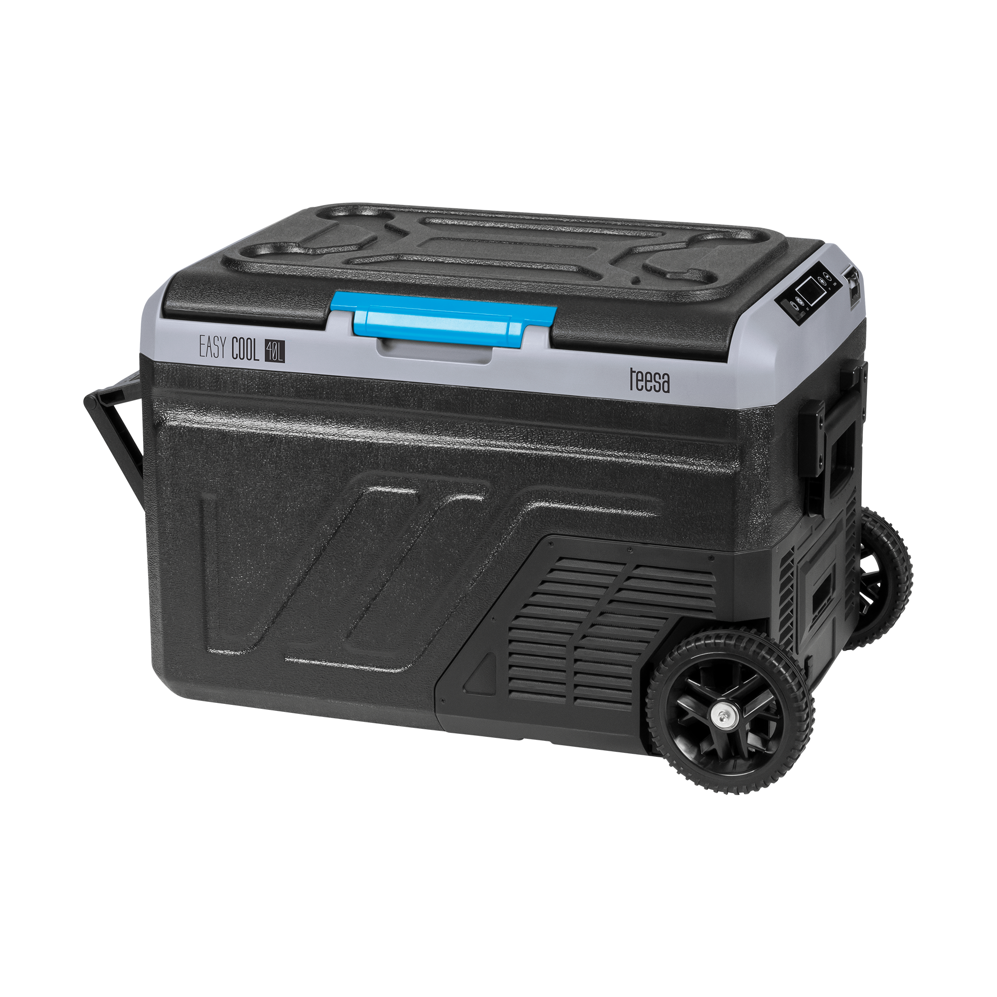 Profesjonalna lodówka turystyczna kompresorowa TEESA z funkcją mrożenia 40L DC12/24 AC 230V możliwość zasilania baterią , duże koła i solidna rączka , Bluetooth, dwie komory
