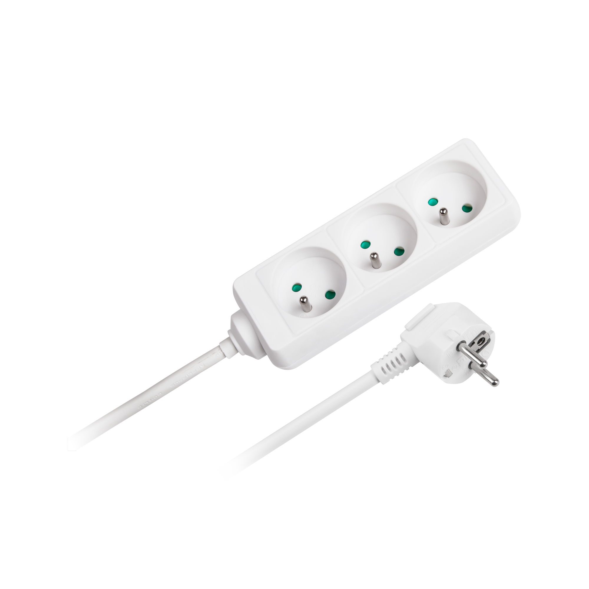 Przedłużacz 3 gniazda 1,5m typu francuskiego bez przełącznika (3x1,0mm) Rebel biały