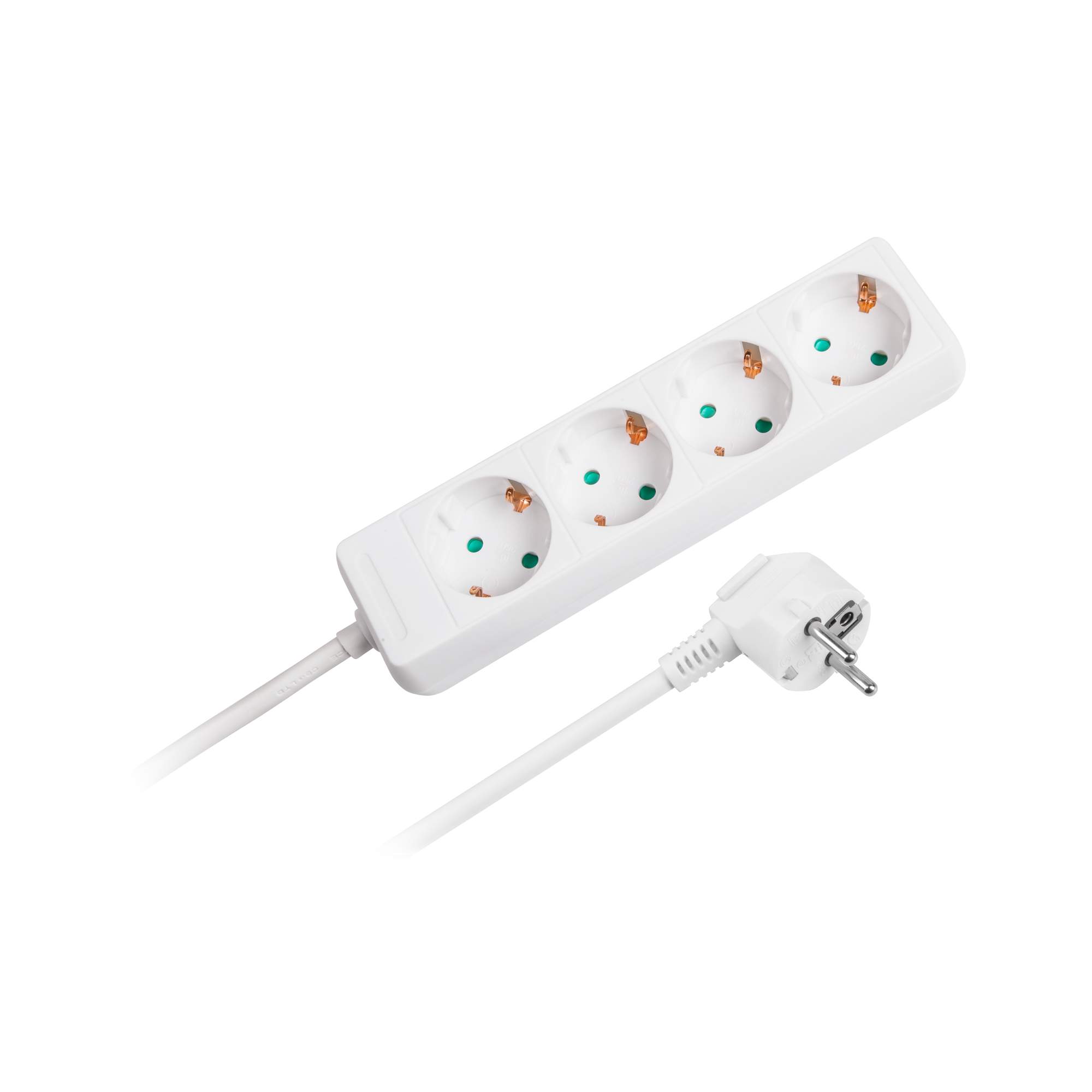 Przedłużacz 4 gniazda 1,5m typu niemieckiego bez przełącznika (3x1,0mm) Rebel biały
