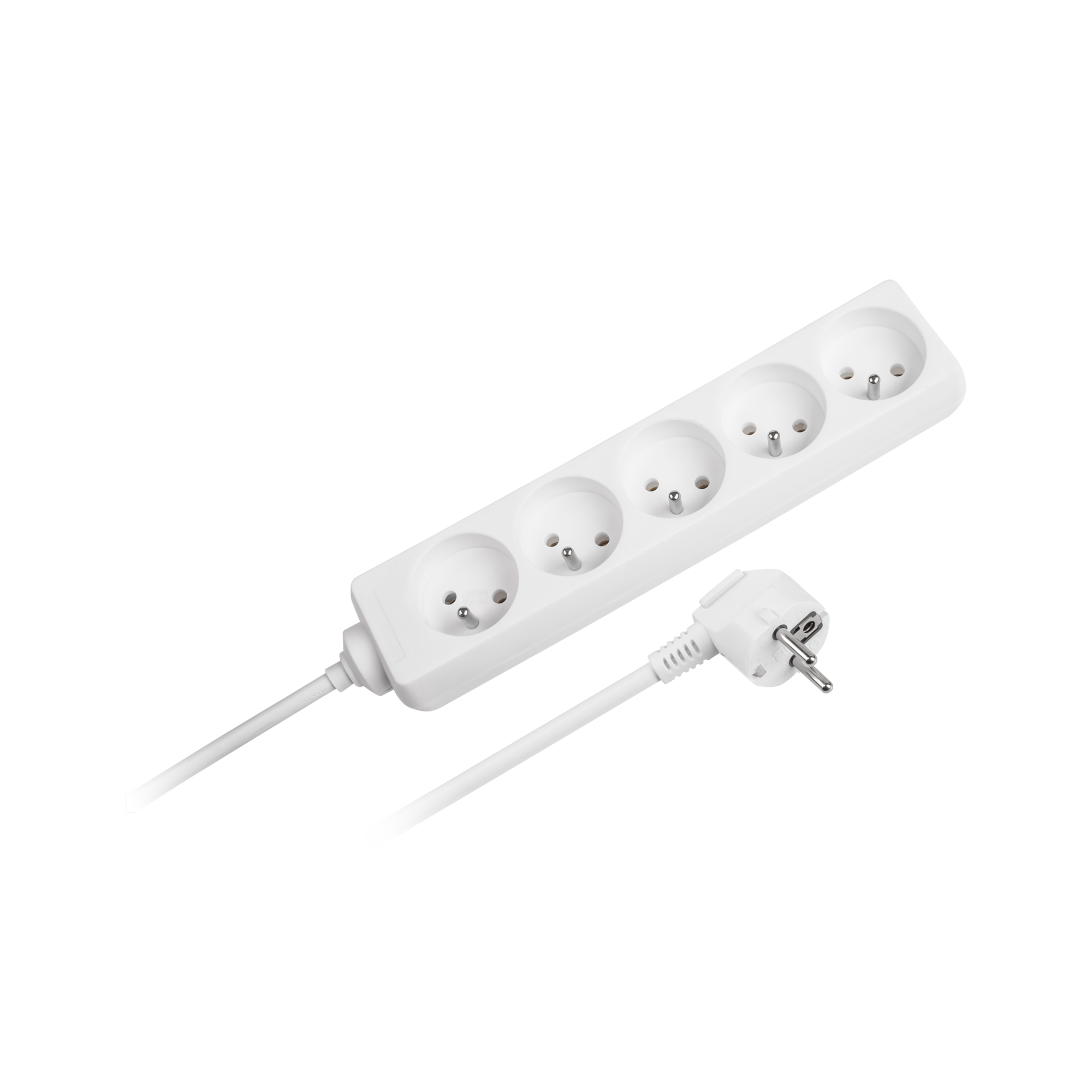 Przedłużacz 5 gniazd 3m typu francuskiego bez przełącznika (3x1,5mm) Rebel biały