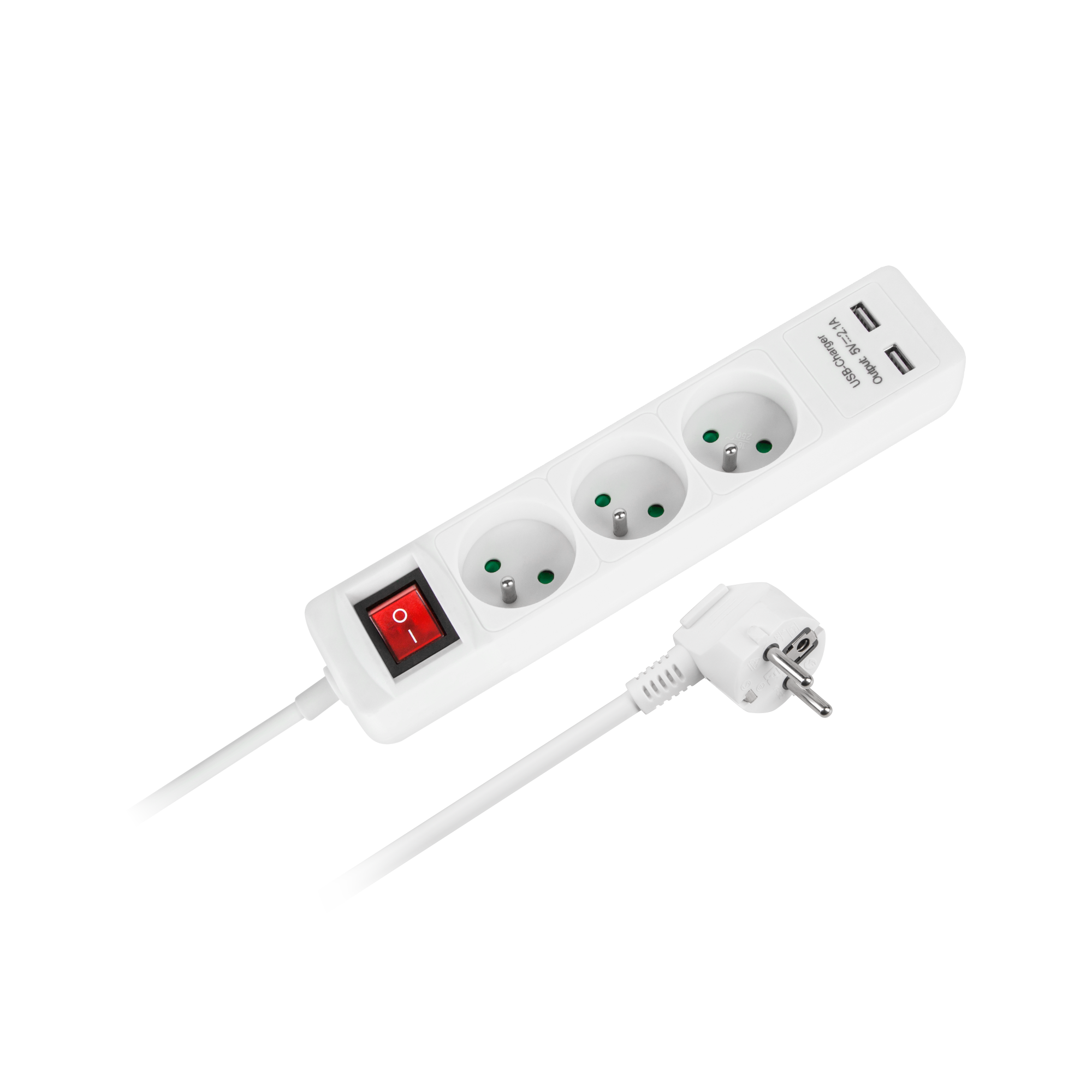 Przedłużacz sieciowy Rebel 3 gniazda + 2 gniazda USB, z wyłącznikiem - 3m