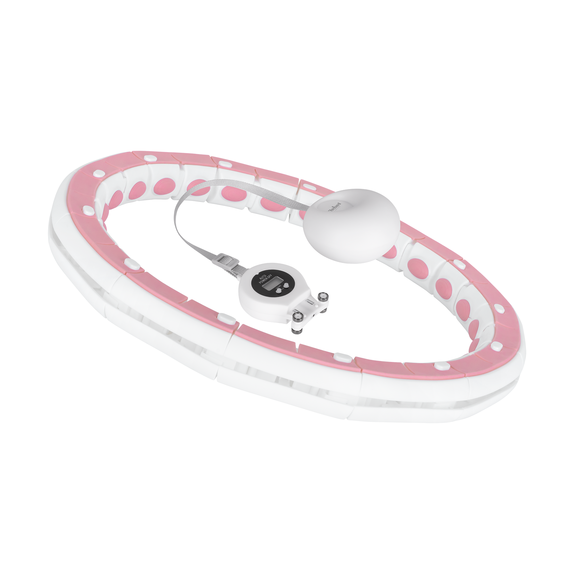 Smart Hula Hop odchudzające koło z licznikiem, wypustkami i obciążeniem 50cm, różowe, REBEL ACTIVE