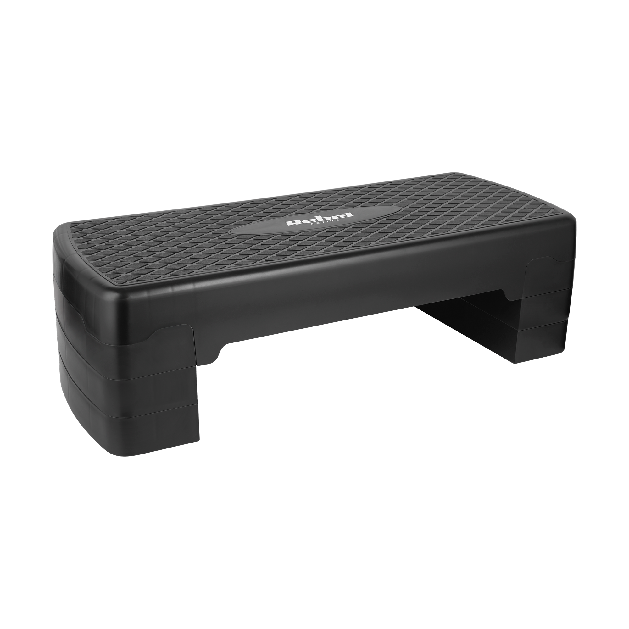 Step do aerobiku i ćwiczeń fitness, 3 stopnie, 68cm, czarny, REBEL ACTIVE