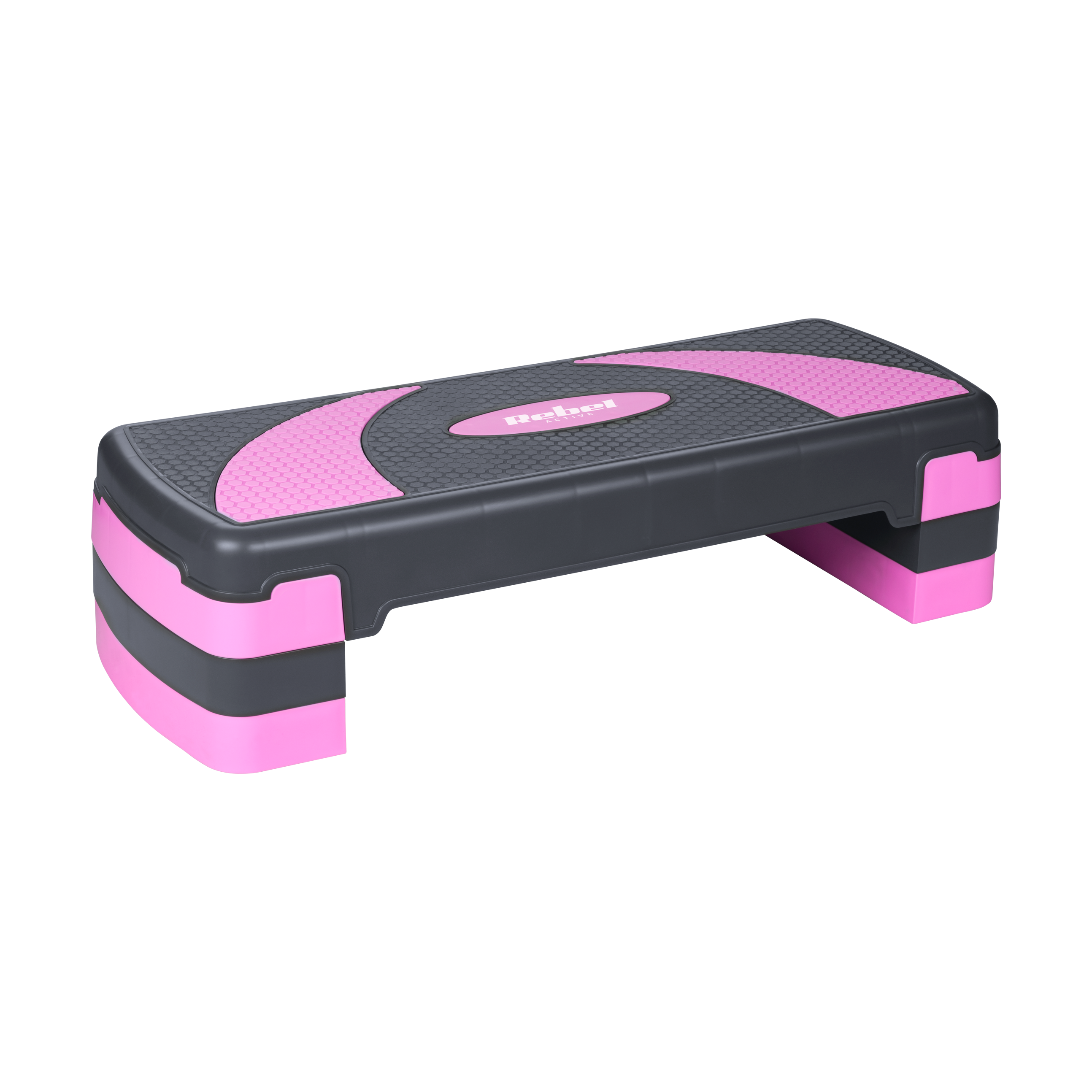 Step do aerobiku i ćwiczeń fitness, 3 stopnie, 78cm, szaro-fioletowy, REBEL ACTIVE