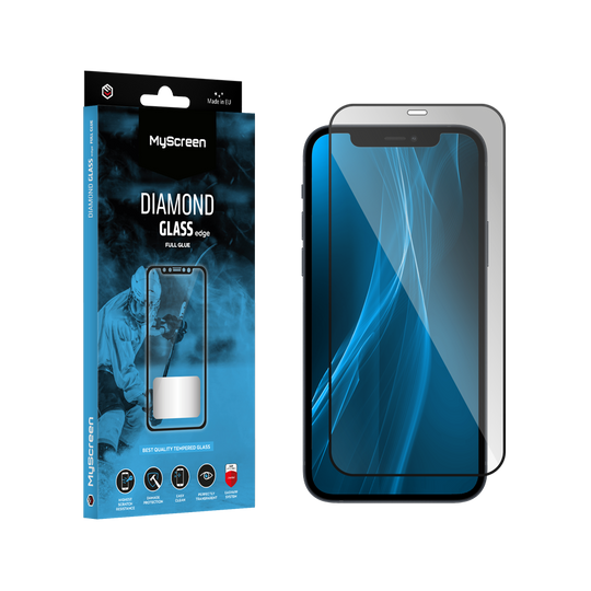 MyScreen DIAMOND GLASS LITE kraštas FULL GLUE juoda Apple iPhone 12 / 12 Pro 6.1 & quot;