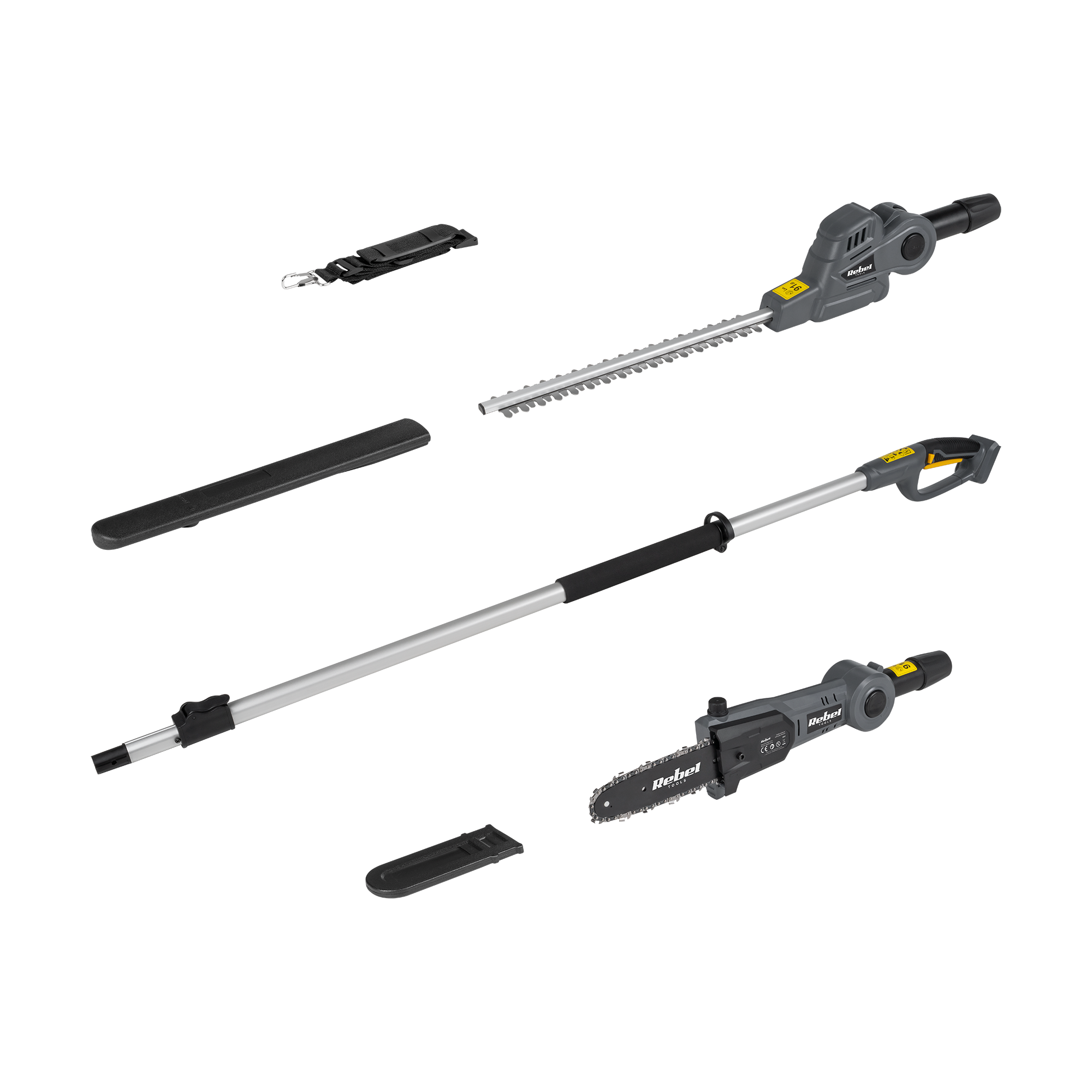Teleskopowe nożyce akumulatorowe + piła 2w1 Rebel