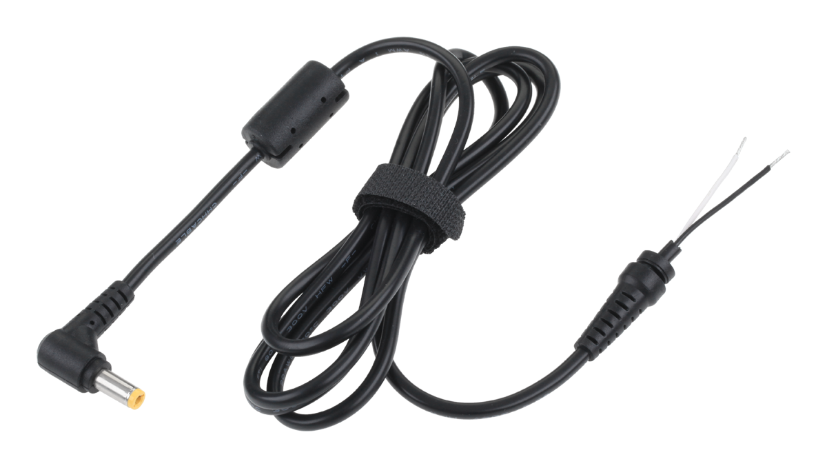 Wtyk kątowy 5,5/2,5 (18,5V/3,8A) sieciowy z kablem do montażu Rebel