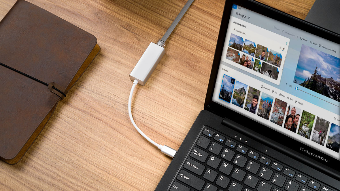 Adapter USB-C - RJ-45 Kruger&Matz Przejściówka USB-C RJ45 gigabit ethernet