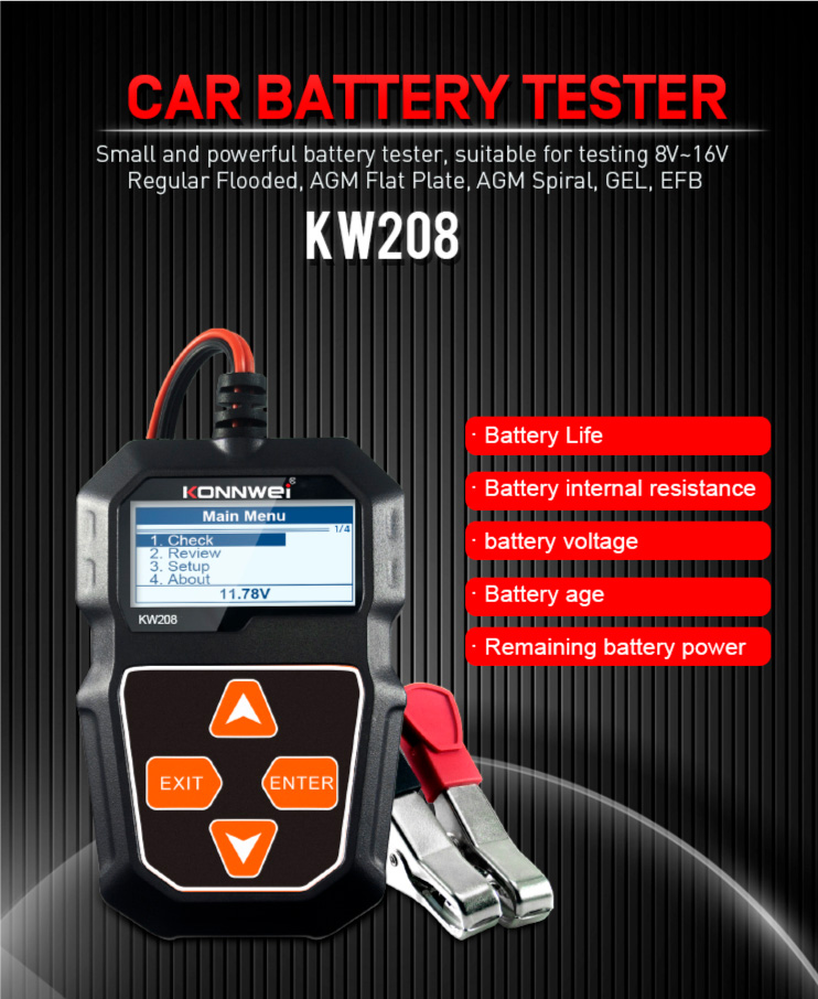 Miernik baterii Konnwei KW208