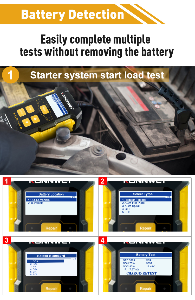 Konnwei KW510 battery tester