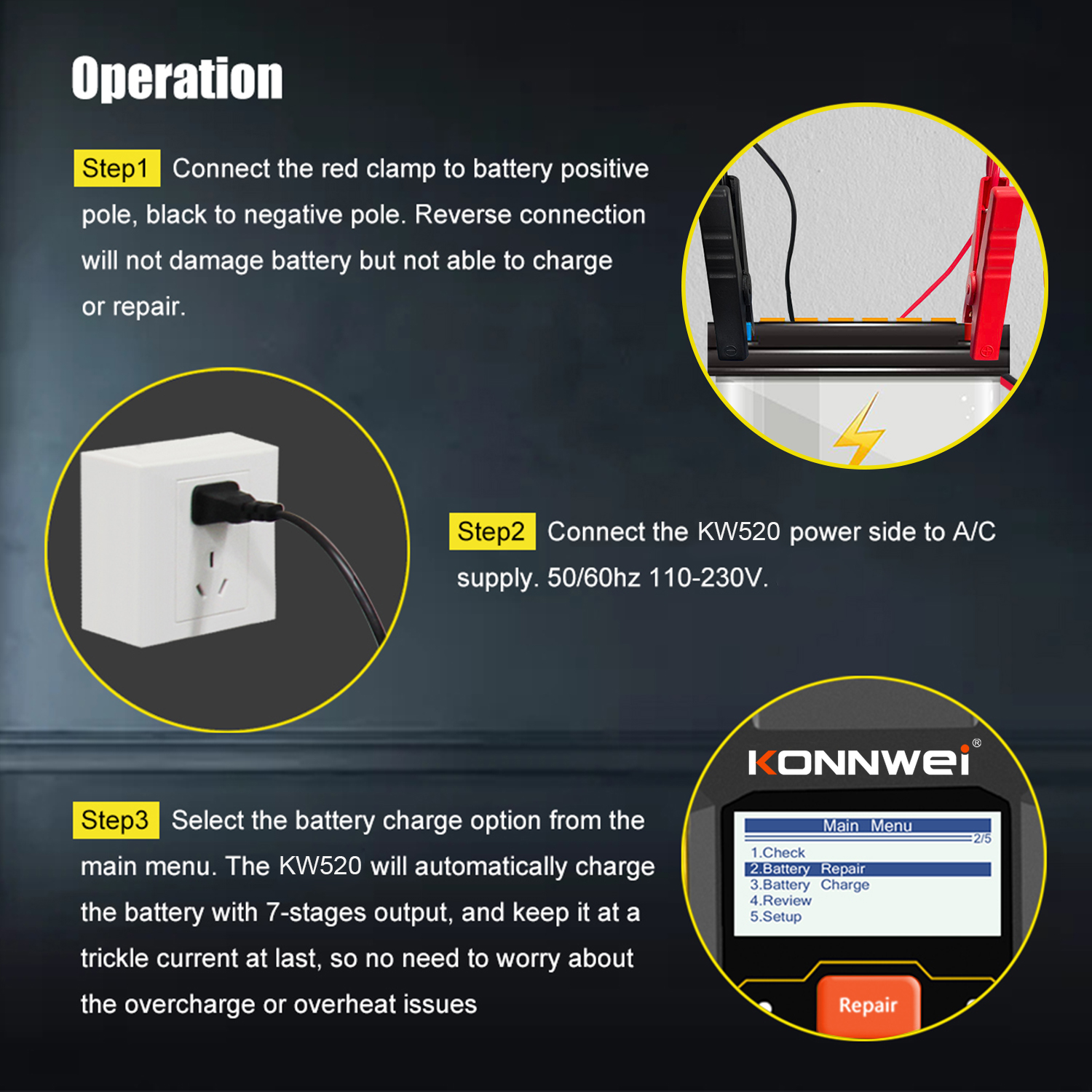 Konnwei KW520 battery tester