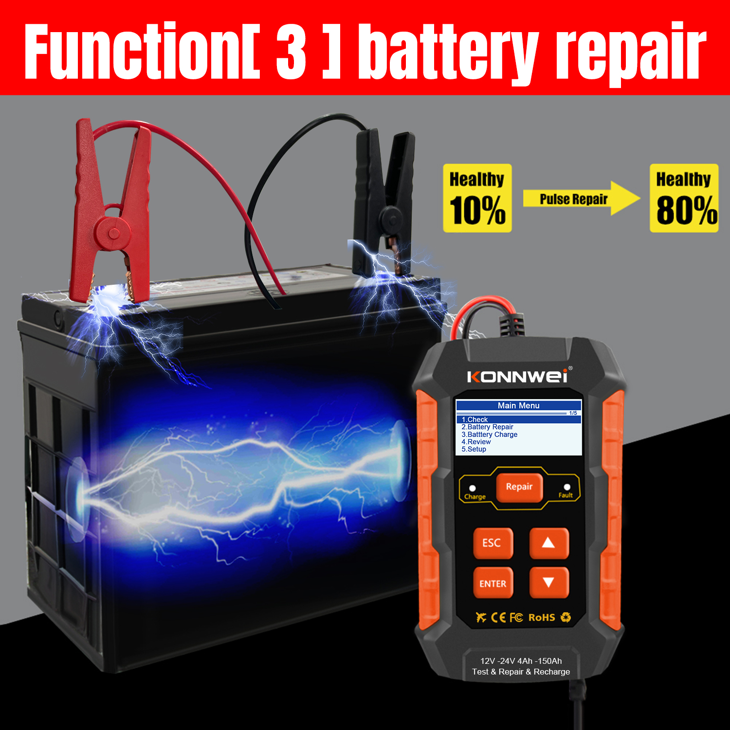 Tester batérií Konnwei KW520