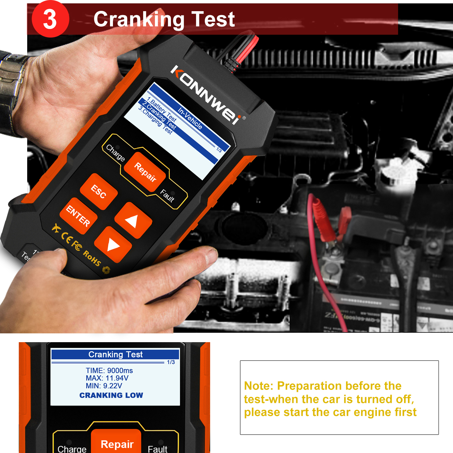 Konnwei KW520 Tester baterii Konnwei KW520