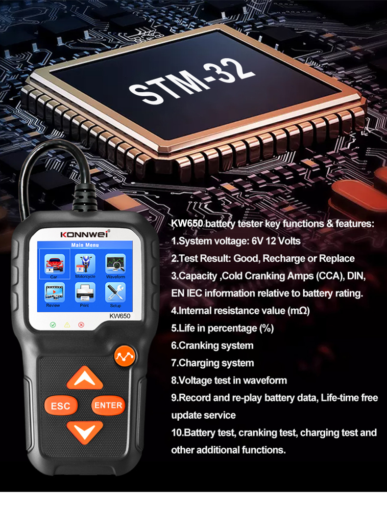 Konnwei KW650 battery tester