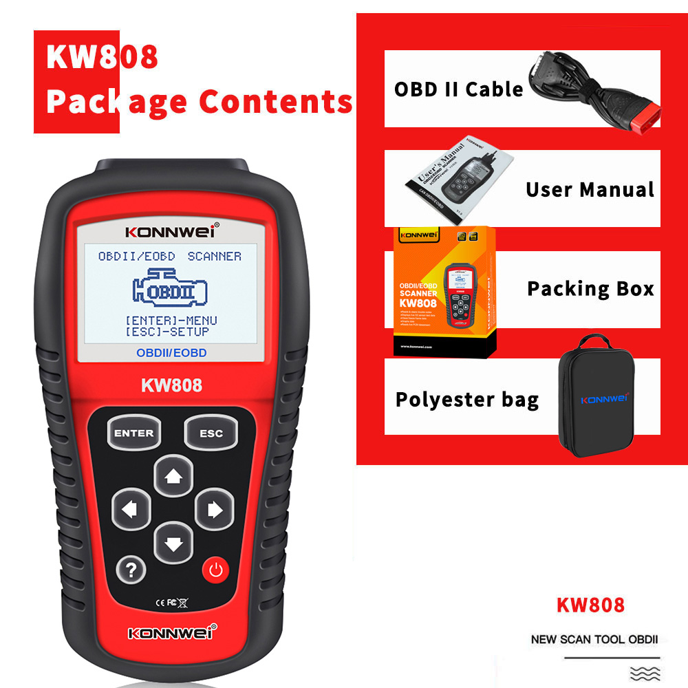 Diagnostický měřič, skener Konnwei KW808 OBD2