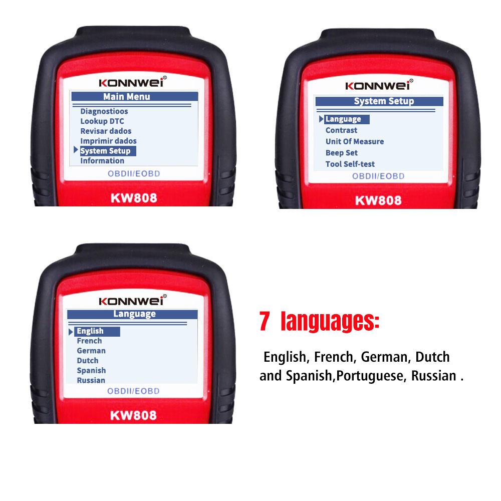 Diagnostický měřič, skener Konnwei KW808 OBD2