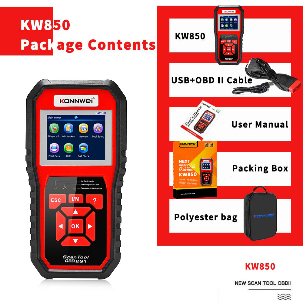 Diagnostický merač, Konnwei KW850 OBD2 Scanner